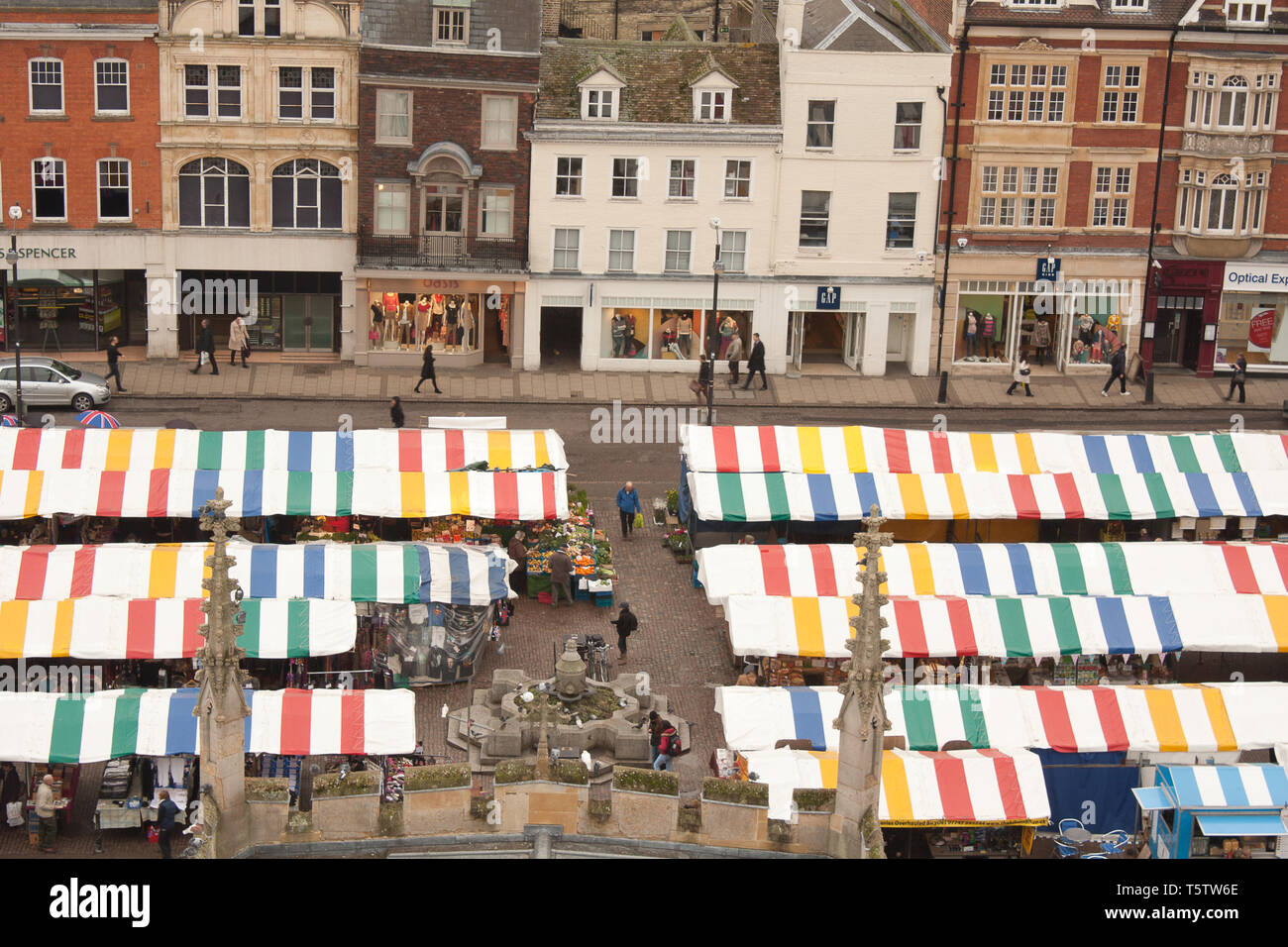 Anzeigen von Cambridge Markt Stockfoto