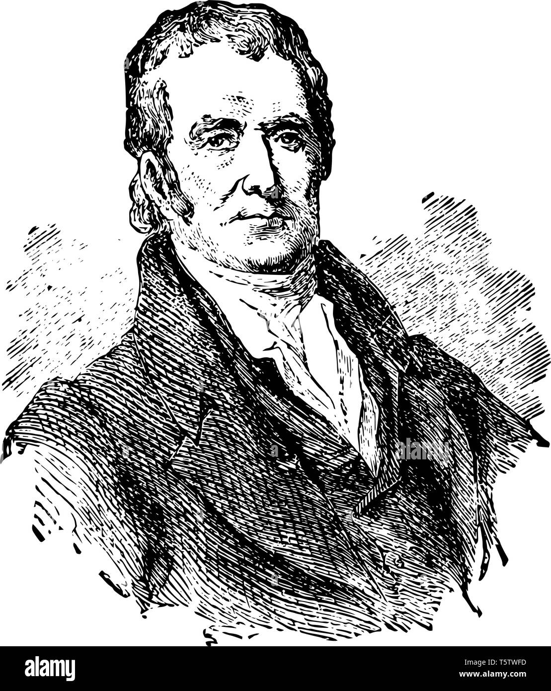 John Marshall 1755 bis 1835 Er war ein US-amerikanischer Politiker und der vierten Vorsitzenden des Obersten Gerichtshof der Vereinigten Staaten vintage Zeichnung o Stock Vektor