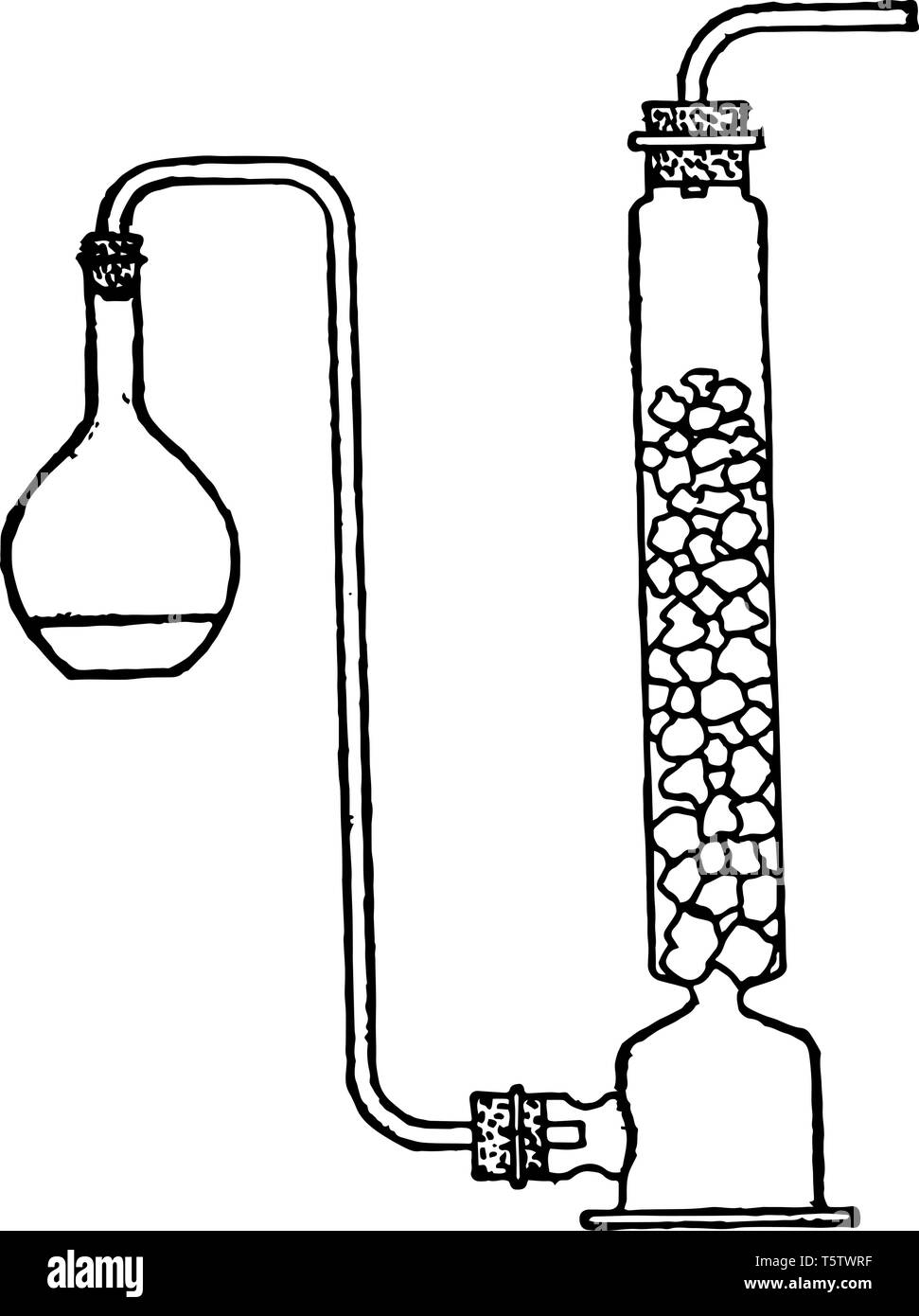 Calciumoxid allgemein als branntkalk oder Branntkalk genannt, ist eine weit verbreitete chemische Verbindung vintage Strichzeichnung oder Gravur Abbildung. Stock Vektor