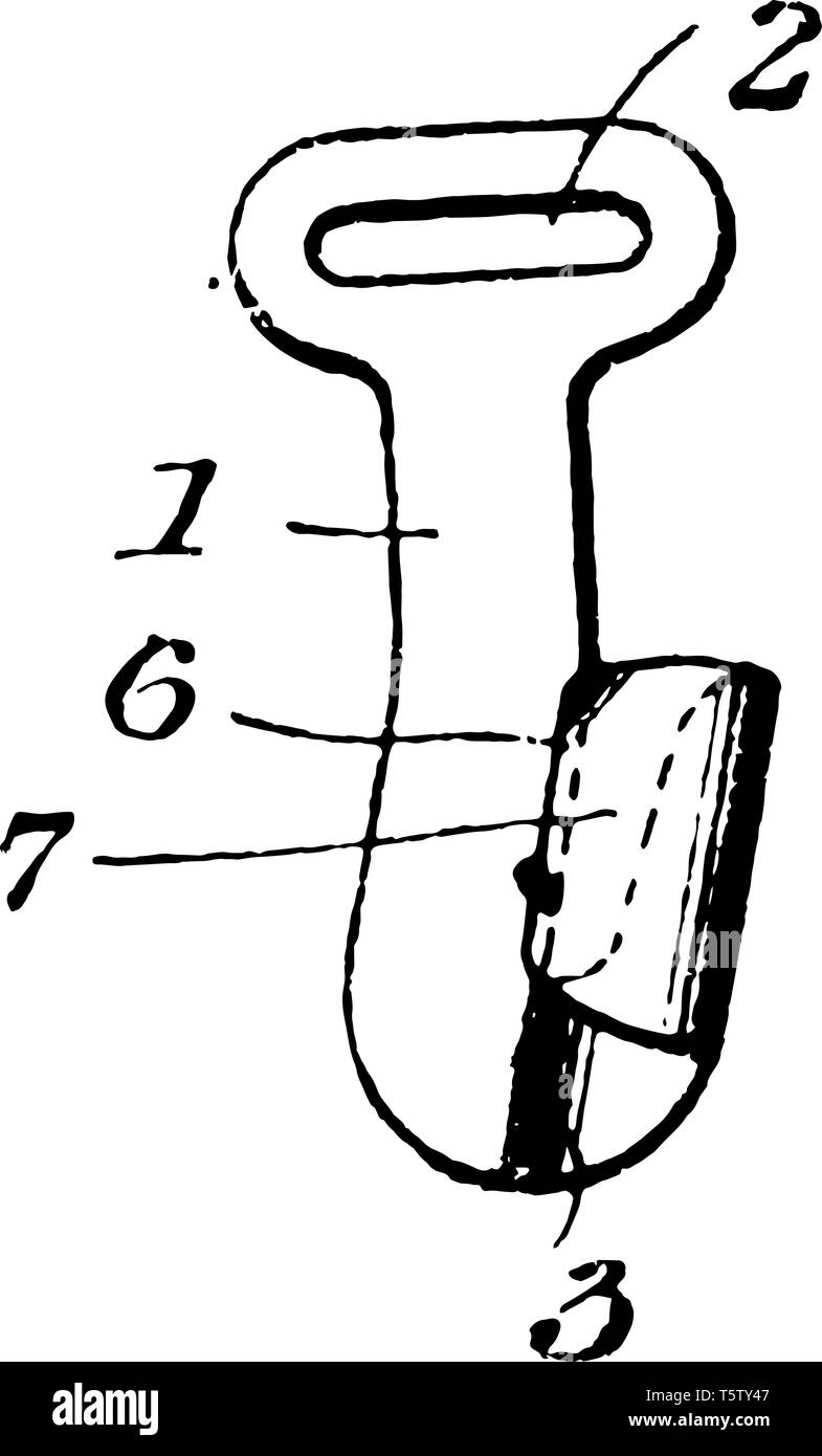 Diese Abbildung stellt die Befestigung Verschluss, ist ein Gerät, das in der Regel aus Metall vintage Strichzeichnung oder Gravur Abbildung. Stock Vektor
