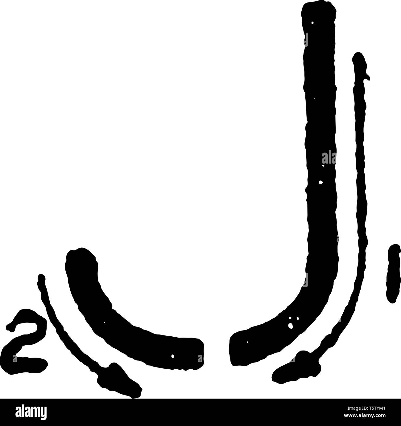 Dies ist ein Bild für anschlagtechnik für das Schreiben von Buchstaben J in kommerziellen Gotischen, vintage Strichzeichnung oder Gravur Abbildung. Stock Vektor