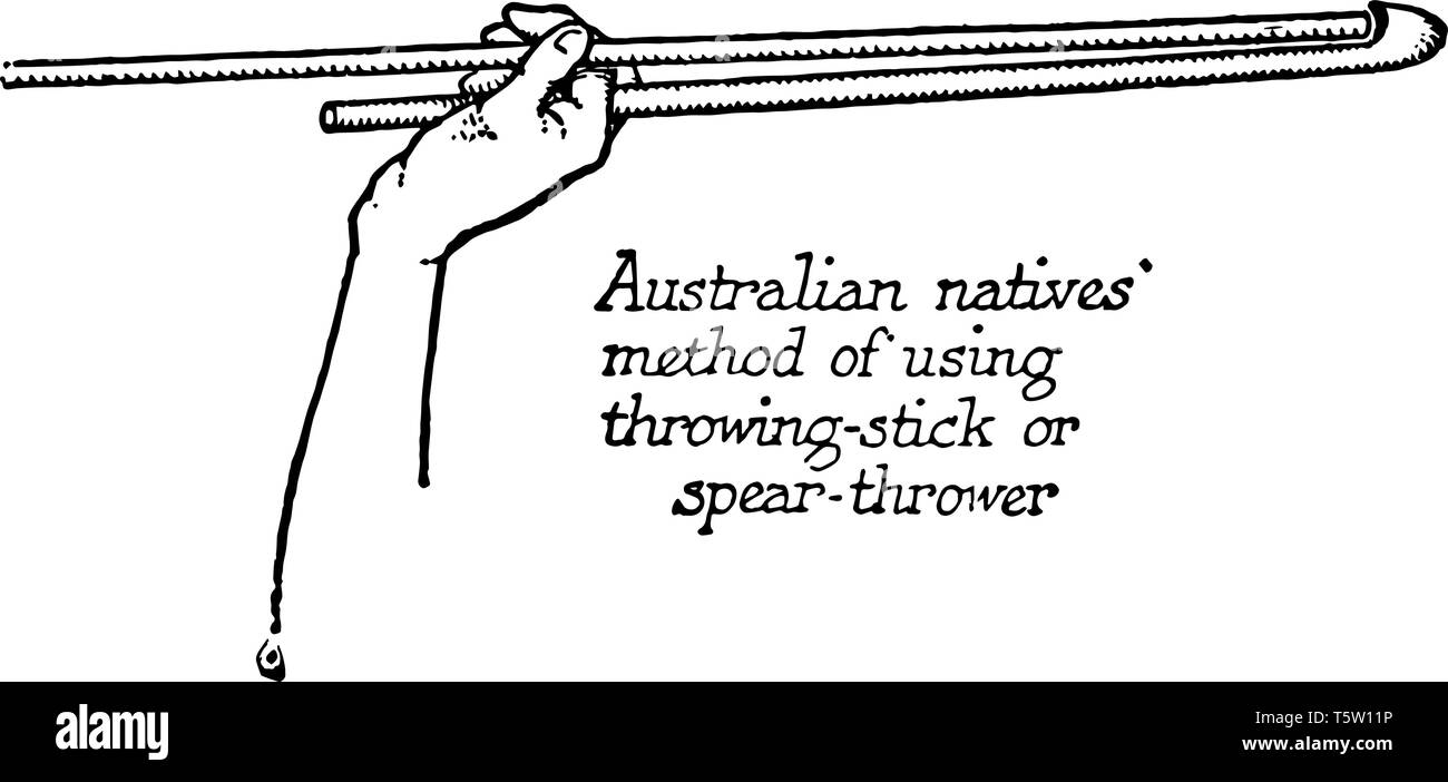 Das Bild zeigt die Artikel von Rentieren Alter, mit dem Rohrstock. Dieser stick wird verwendet, um die Rentiere zu töten. hat die Technik dieser Stock zu werfen und ist b Stock Vektor