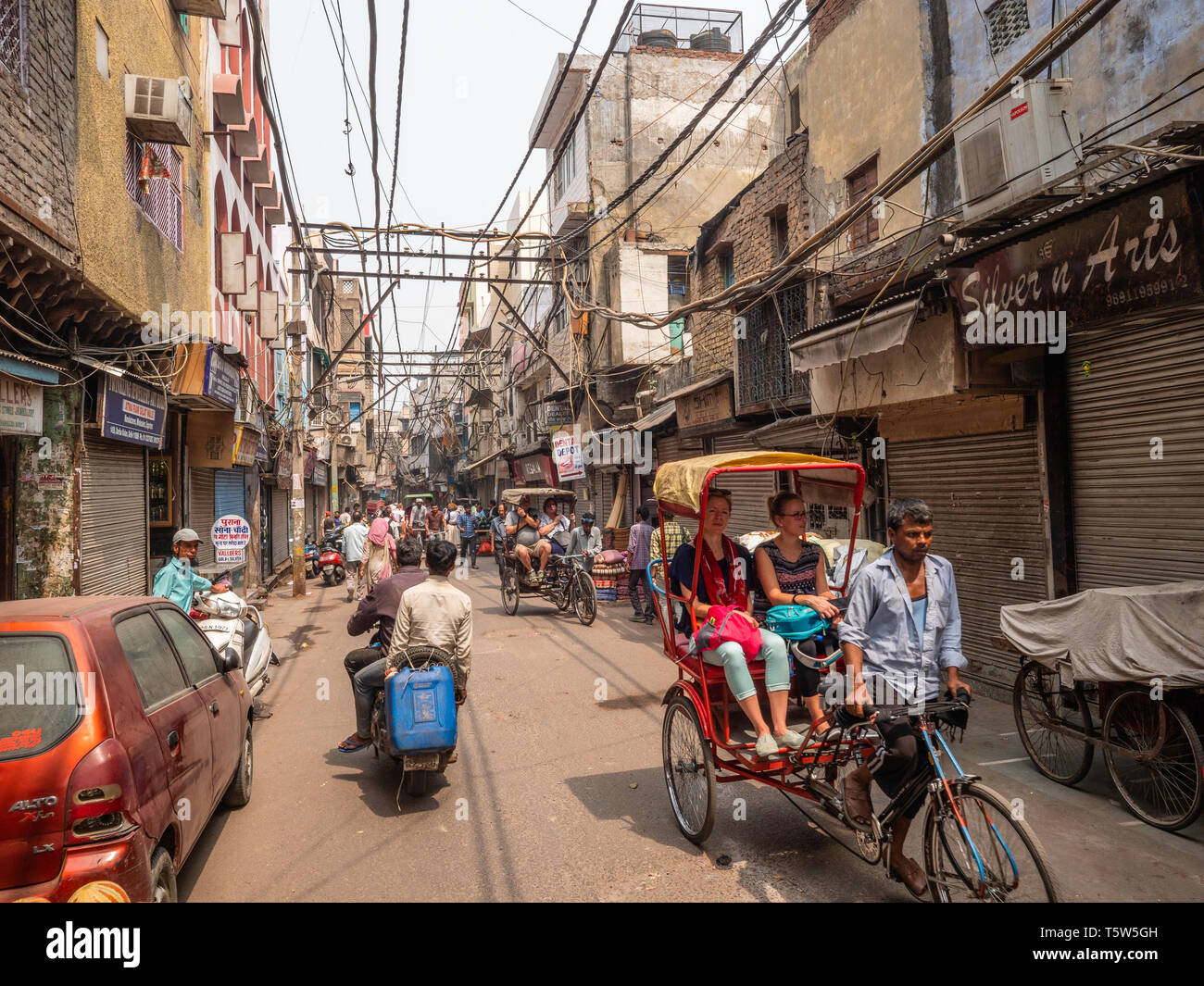 Belebten Straßen in der Altstadt von Delhi im nördlichen Indien Stockfoto