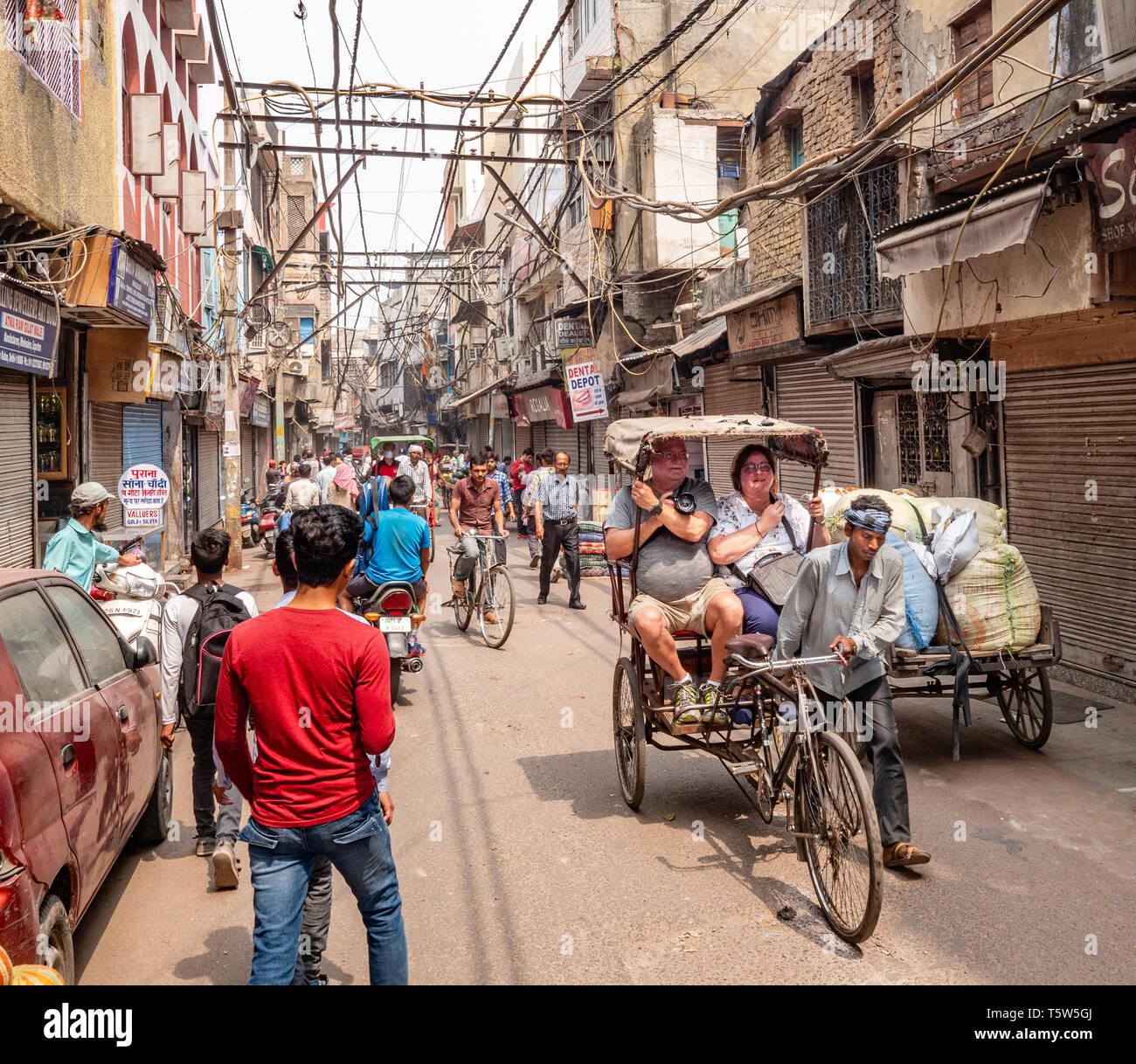 Belebten Straßen in der Altstadt von Delhi im nördlichen Indien Stockfoto