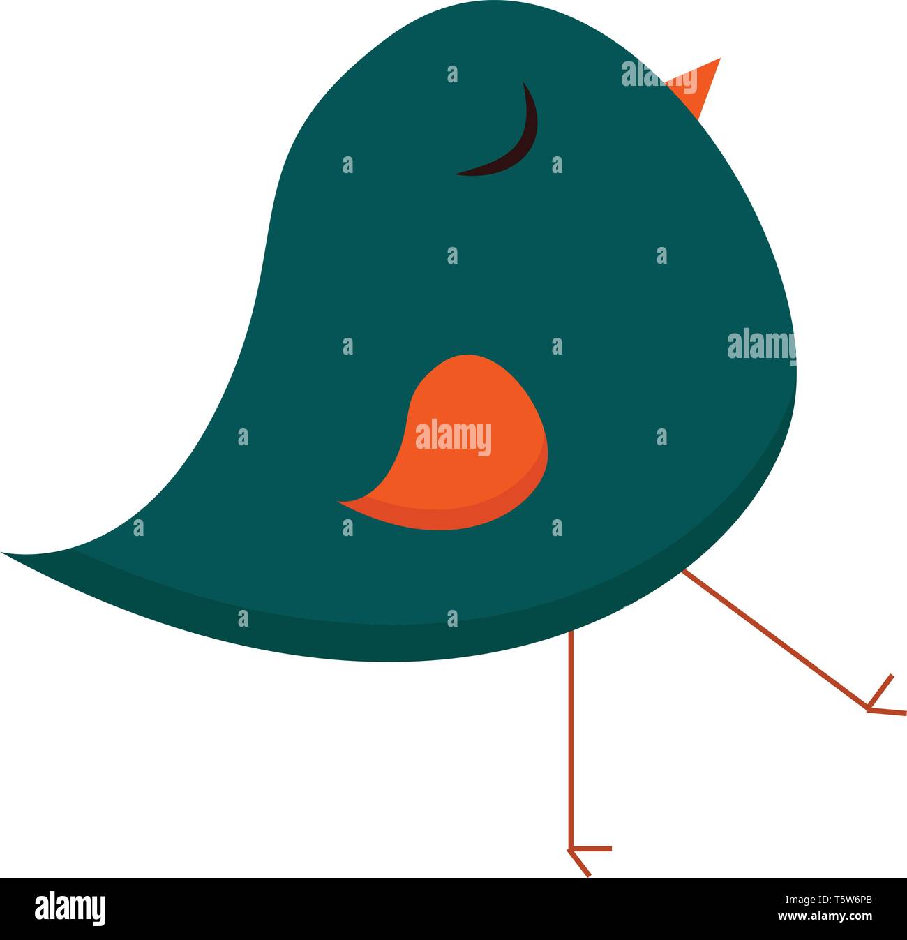 Eine grüne Vogel mit orange Flügel und Schnabel, Vector, Cartoon, Farbe, Zeichnung oder Abbildung. Stock Vektor