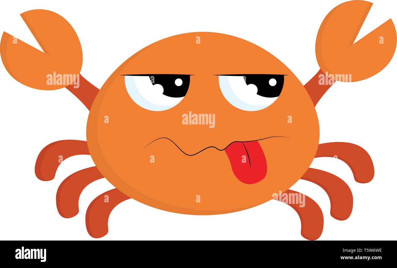 Eine rote Krabbe mit traurigen Ausdruck Vektor Farbe, Zeichnung oder Abbildung. Stock Vektor