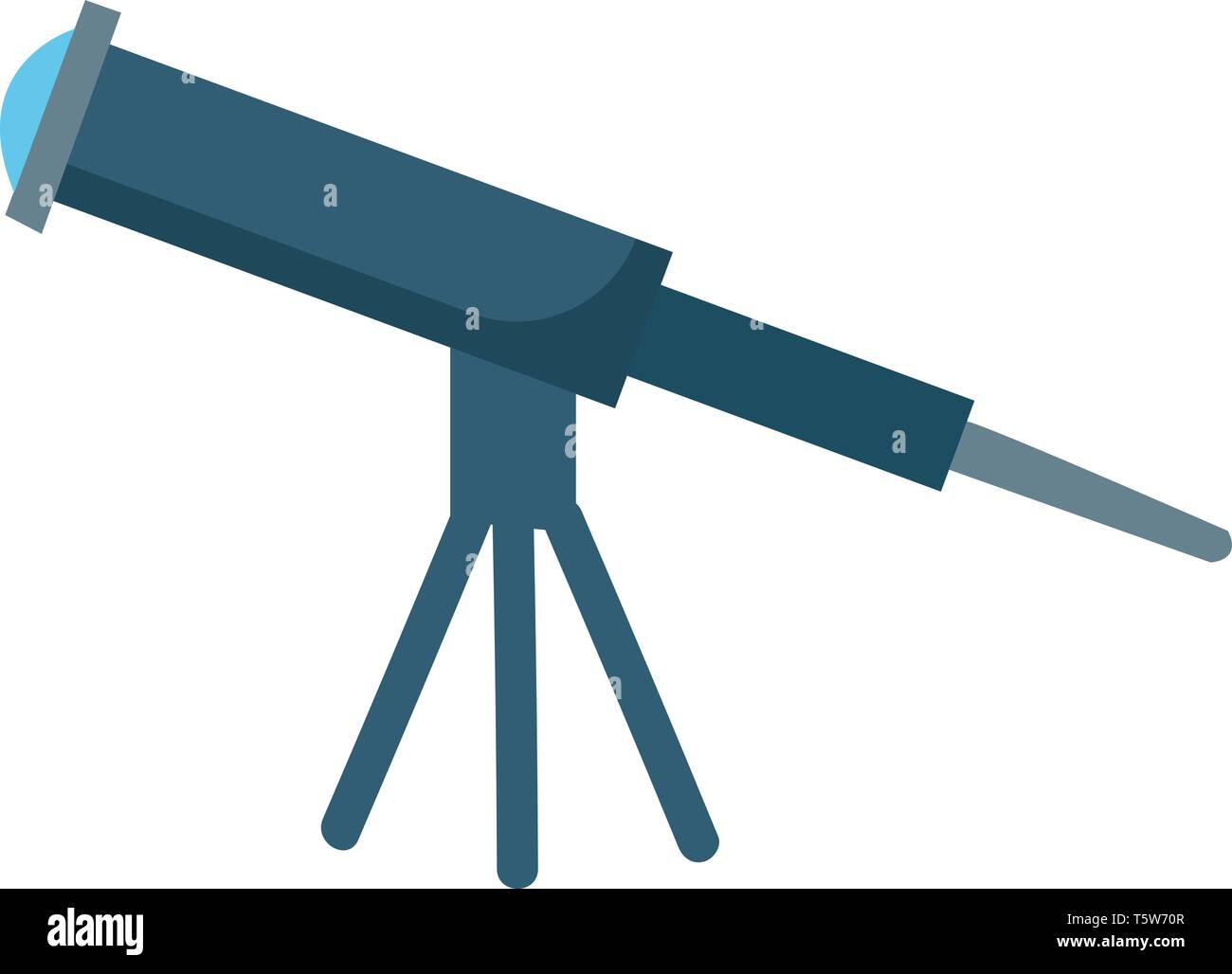 Eine große blaue Teleskop auf einem Stativ in Hellblau Linse Sterne vector Farbe, Zeichnung oder Abbildung zu visualisieren eingestellt Stock Vektor