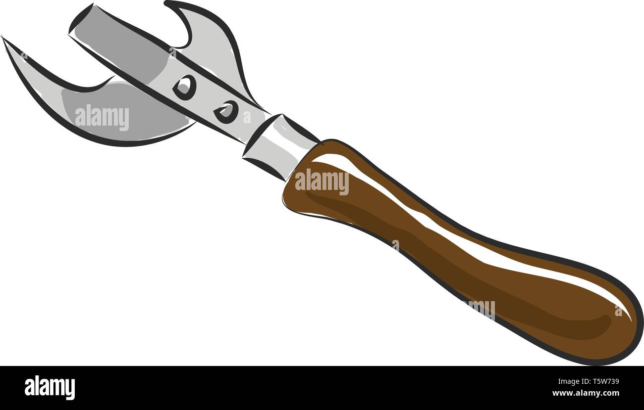 Ein Flaschenöffner mit braunem Griff und Silber scharfen Opener vector Farbe, Zeichnung oder Abbildung Stock Vektor