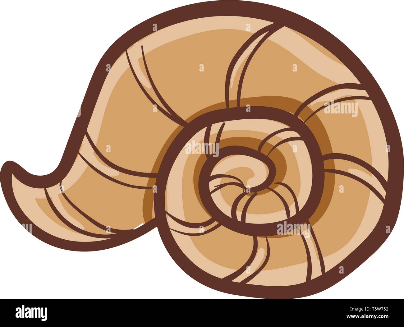 Ein leerer Kreis gestreifte braune Schale einer Schnecke oder Weichtiere vector Farbe, Zeichnung oder Abbildung Stock Vektor