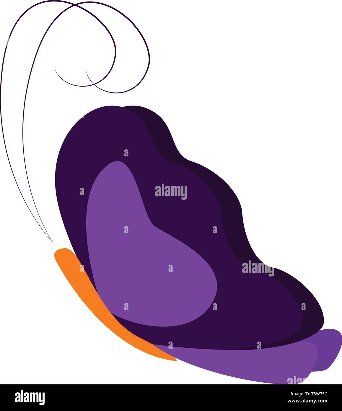 Die lila Schmetterling mit einem orangefarbenen Körper und langen lila Antennen ist Fliegen in den Himmel vector Farbe, Zeichnung oder Abbildung Stock Vektor