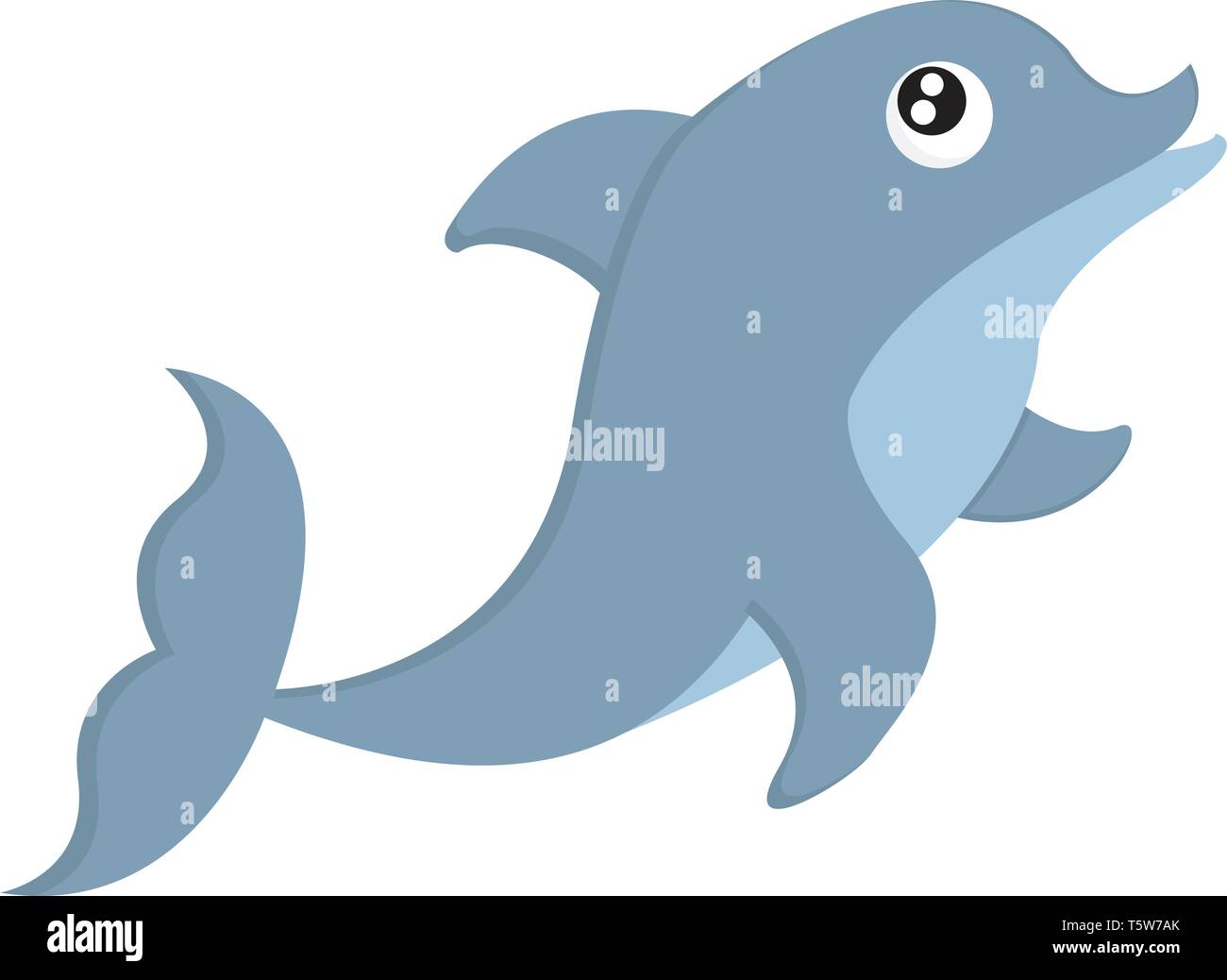 Eine große Blue Dolphin mit großen Augen ist das Schwimmen im Ozean vector Farbe, Zeichnung oder Abbildung Stock Vektor