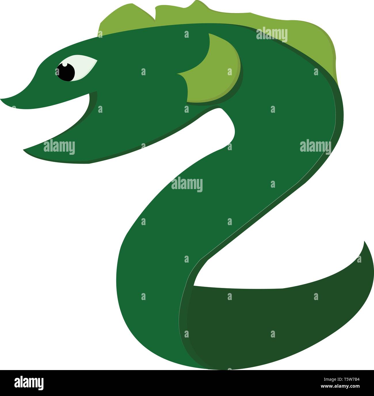 Eine grosse grüne Happy suchen Aal mit Hellgrün Flossen schwimmen im Meer vector Farbe, Zeichnung oder Abbildung Stock Vektor