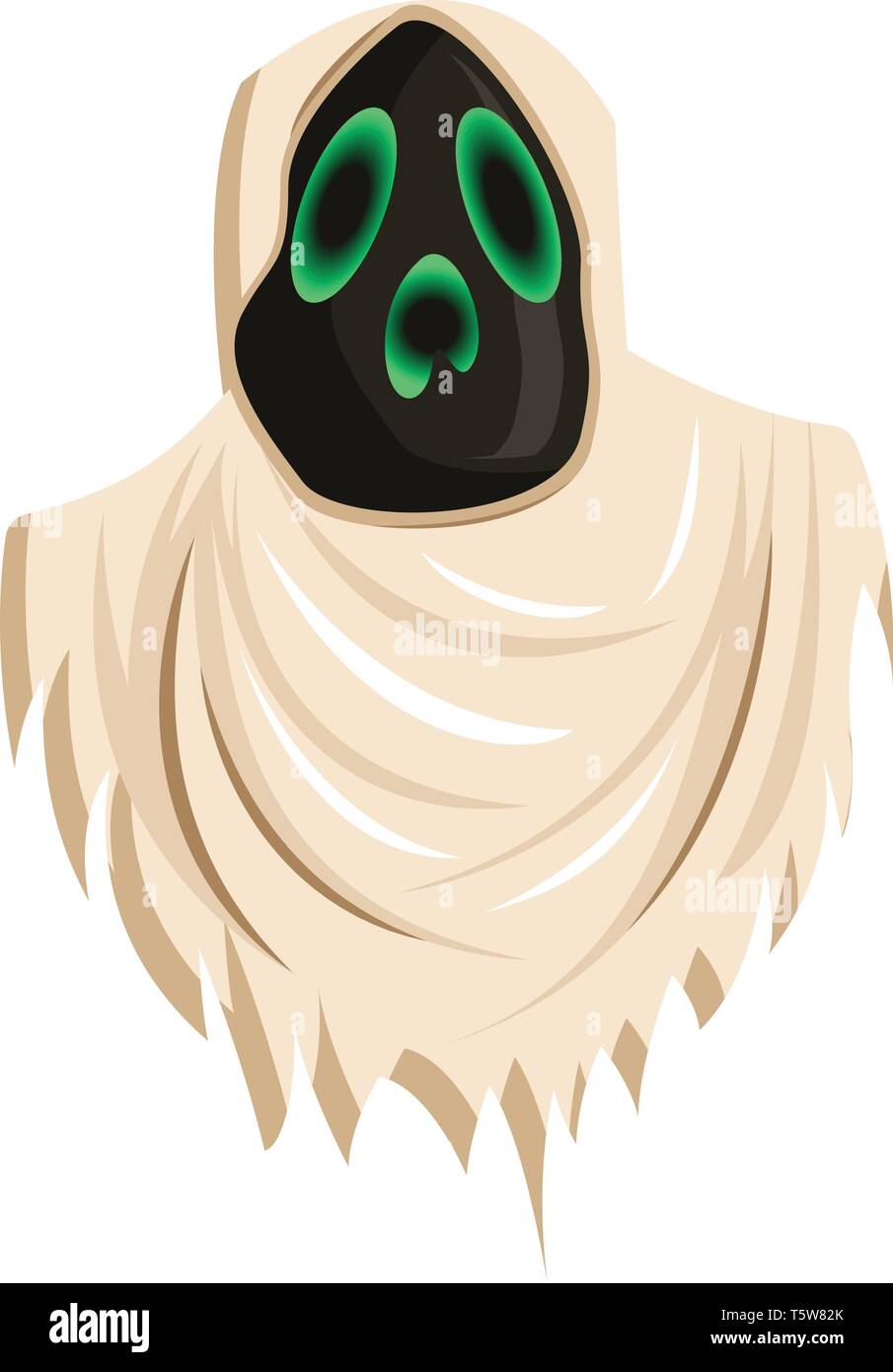 Cartoon furchtsamen Geist auf weißem Hintergrund Vector Illustration. Stock Vektor