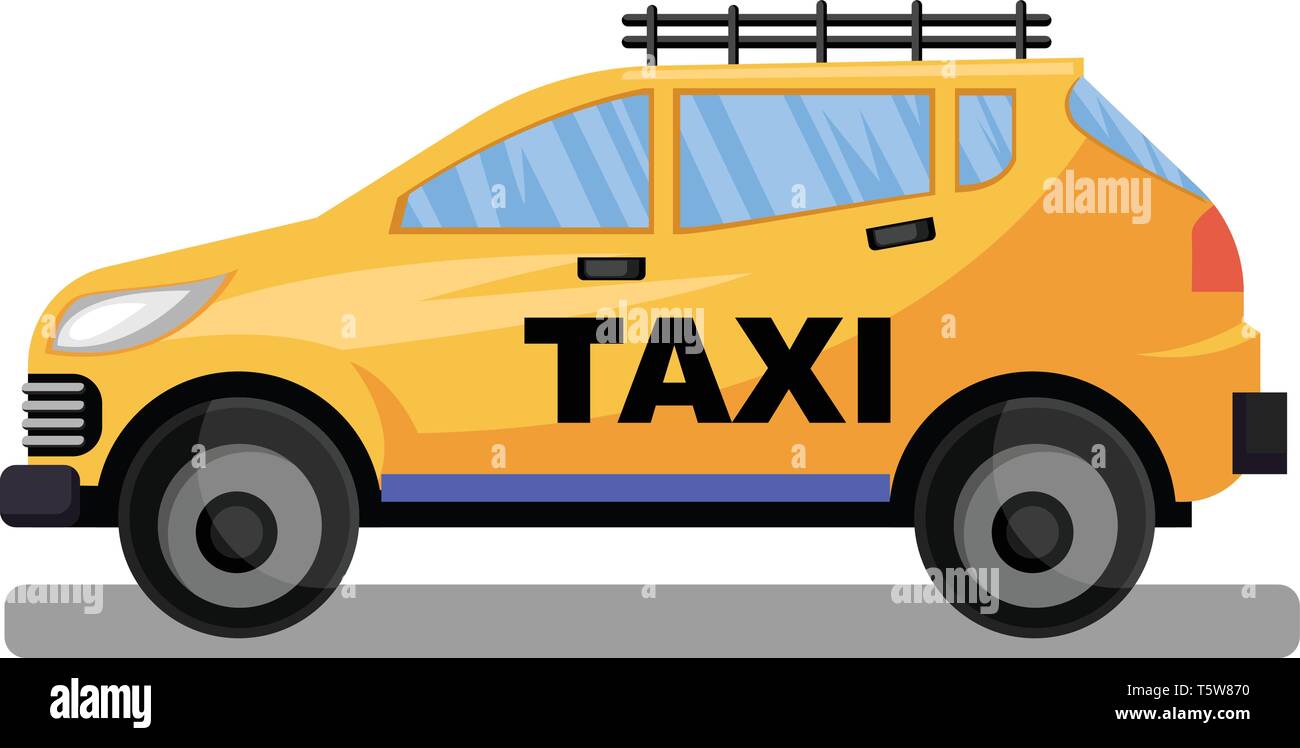 Gelbe Taxi Auto vector Llustration auf weißem Hintergrund. Stock Vektor