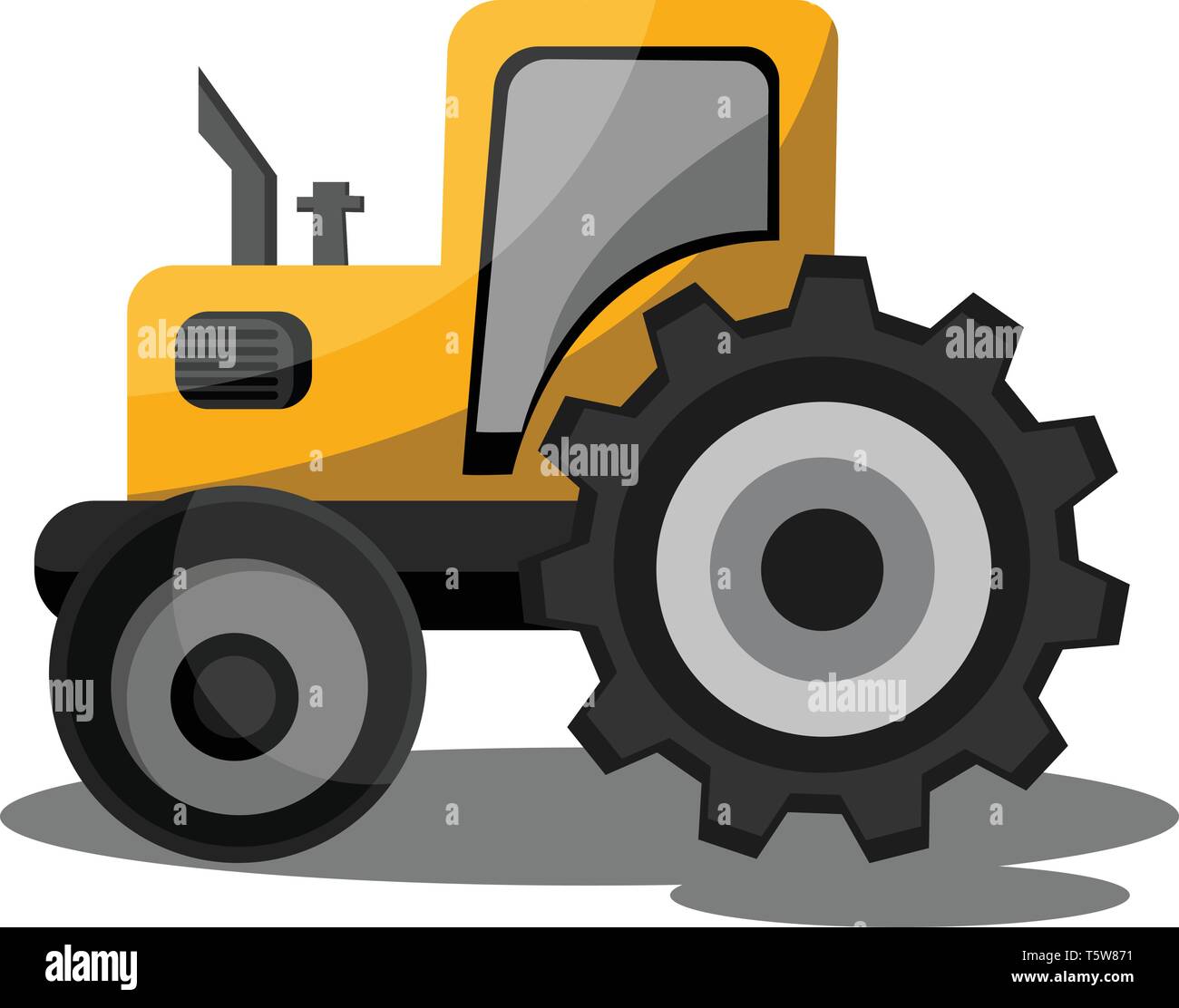 Gelb cartoon Traktor Vector Illustration auf weißem Hintergrund. Stock Vektor