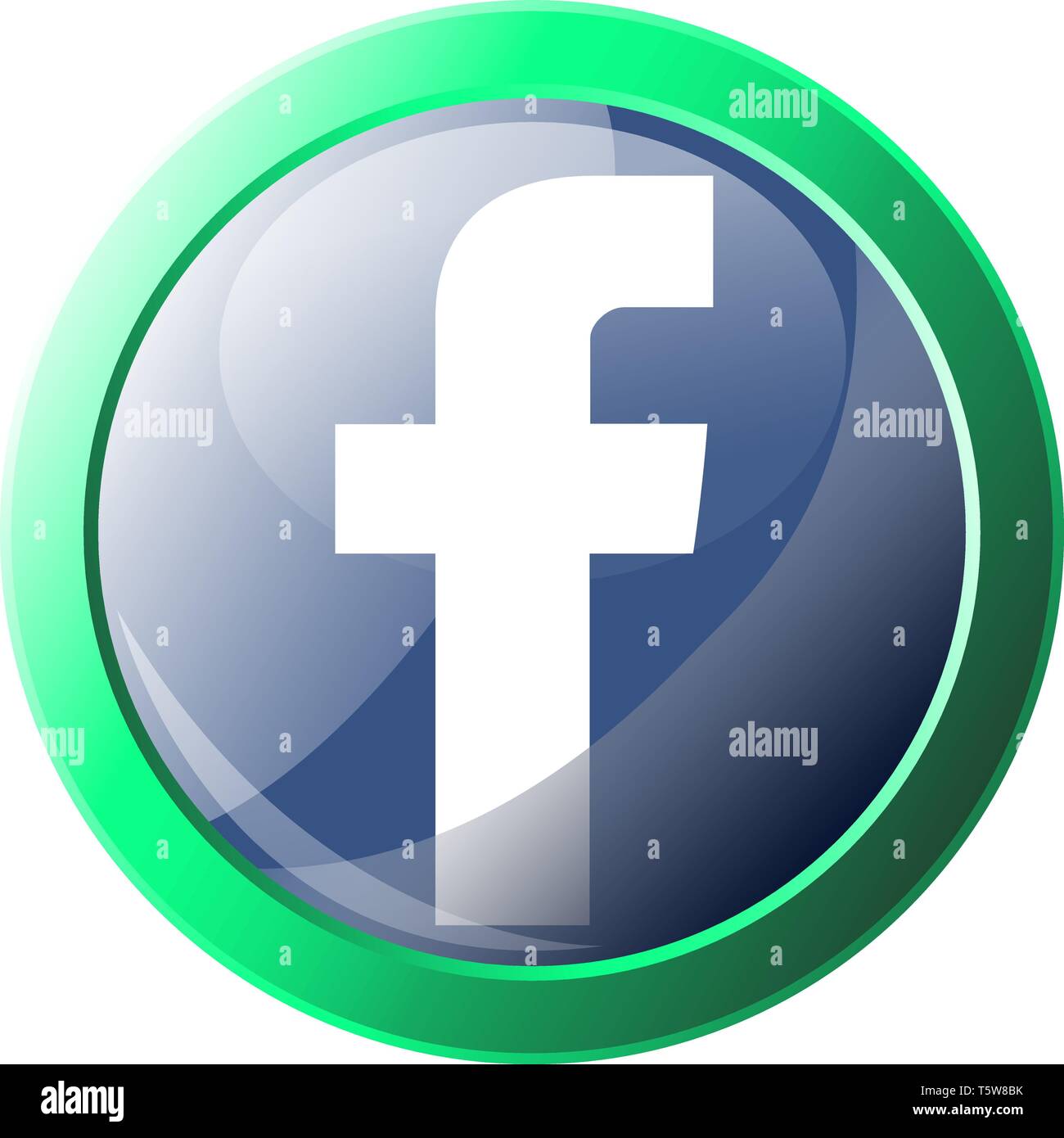 Facebook Plattform Logo im grünen Kreis Vektor icon Abbildung auf weißem Hintergrund Stock Vektor