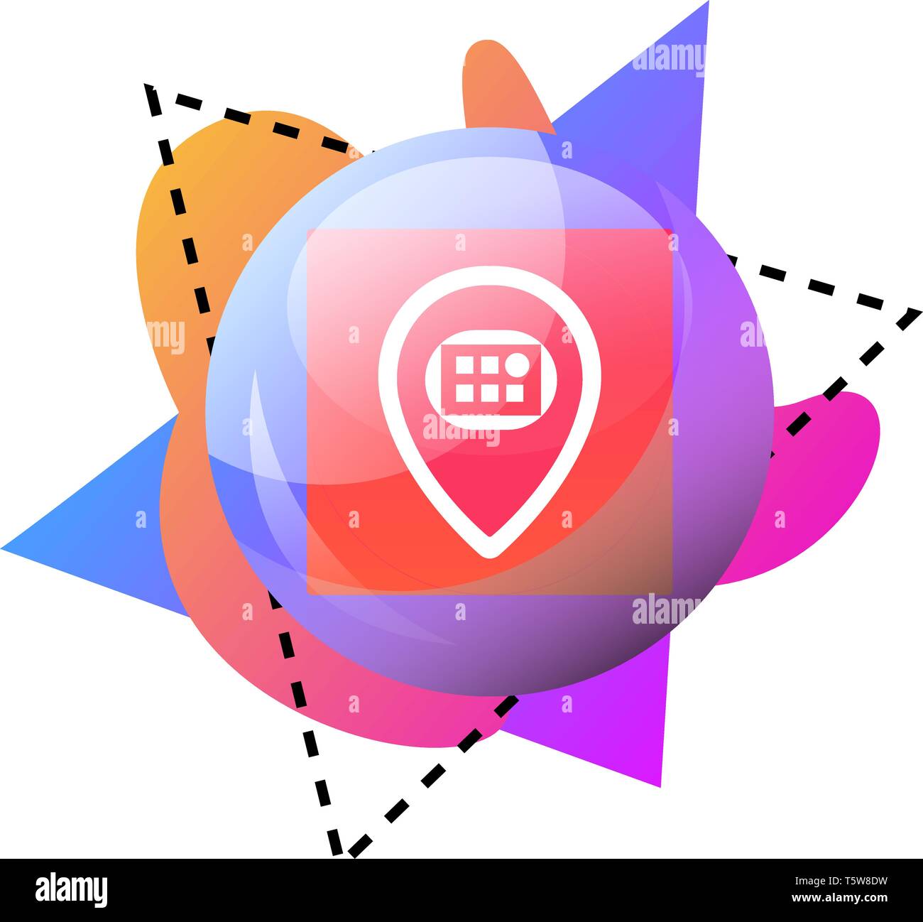 Vektor icon Abbildung einer Blase mit MeetVibe logo und bunten Grafiken auf weißem Hintergrund Stock Vektor