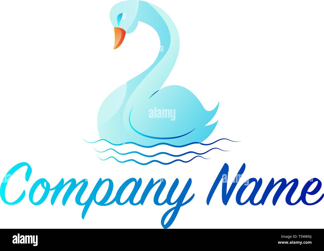 Light blue Swan einfaches Logo Vector Illustration auf weißem Hintergrund Stock Vektor