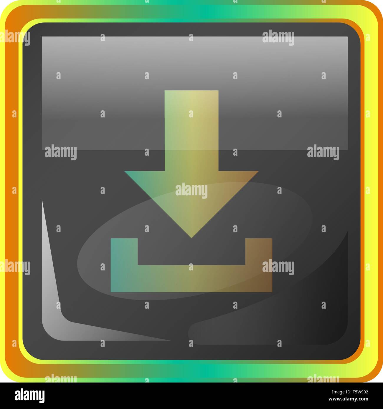 Download graues Quadrat Vektor icon Abbildung mit gelben und grünen Details auf weißem Hintergrund Stock Vektor