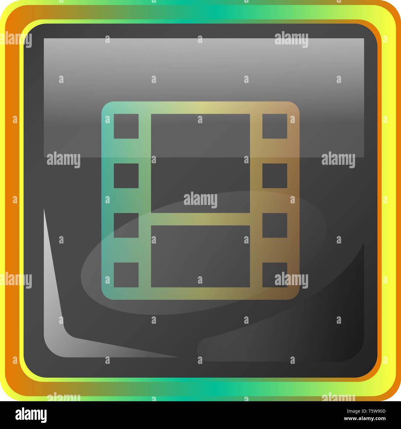 Video Galerie graues Quadrat Vektor icon Abbildung mit gelben und grünen Details auf weißem Hintergrund Stock Vektor