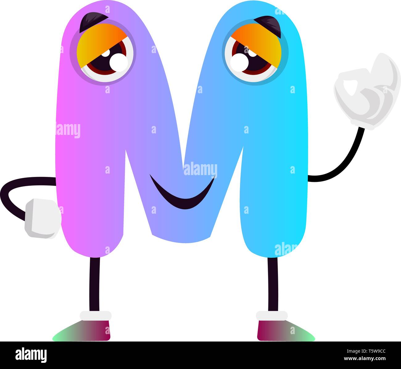 Rosa-blauen Brief M Vector Illustration auf weißem Hintergrund Stock Vektor