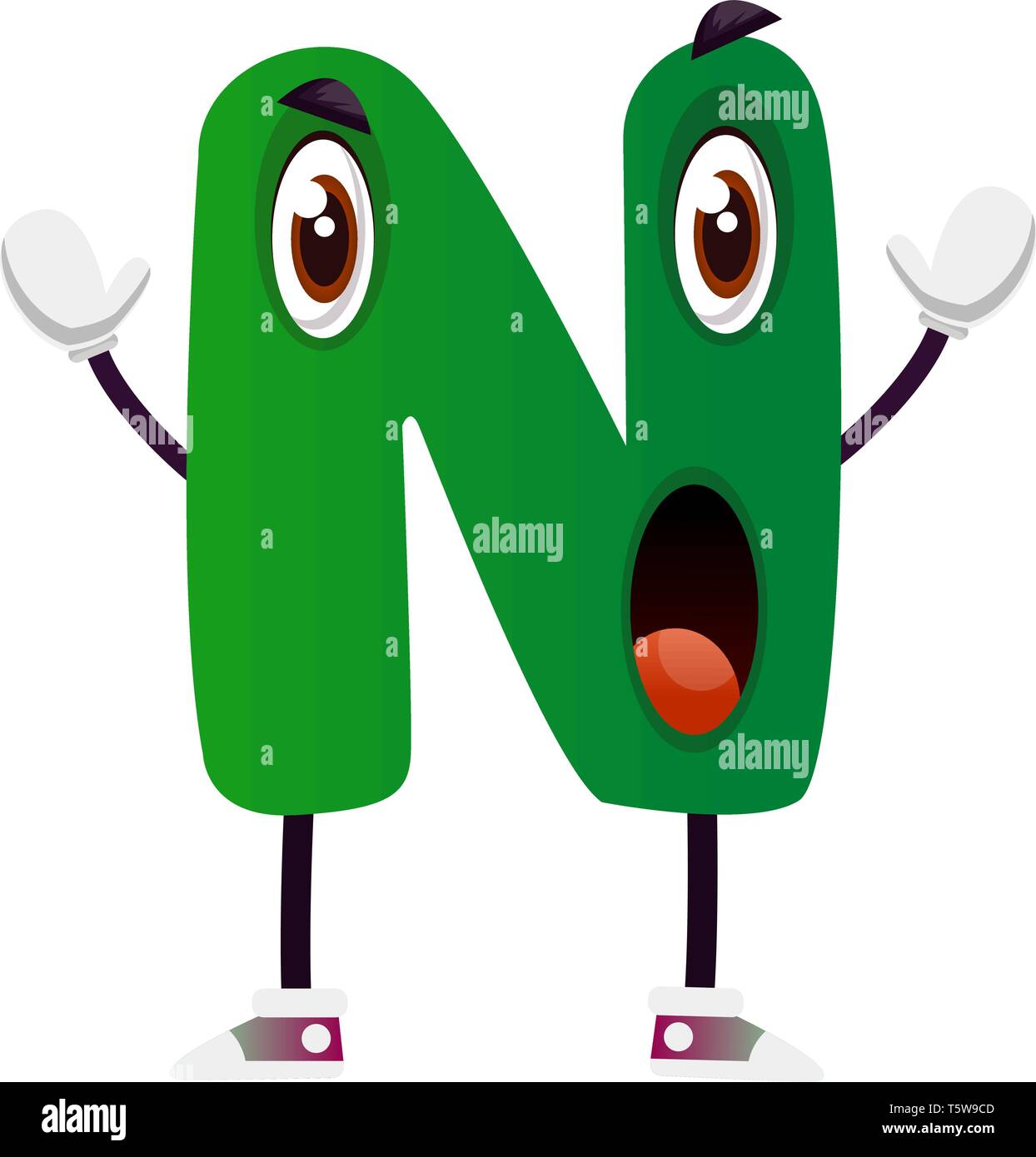 Grünen Buchstaben N Vector Illustration auf weißem Hintergrund Stock Vektor