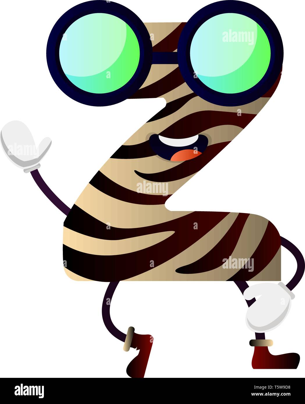 Zebra Buchstabe Z Vektor illsutration auf weißem Hintergrund Stock Vektor