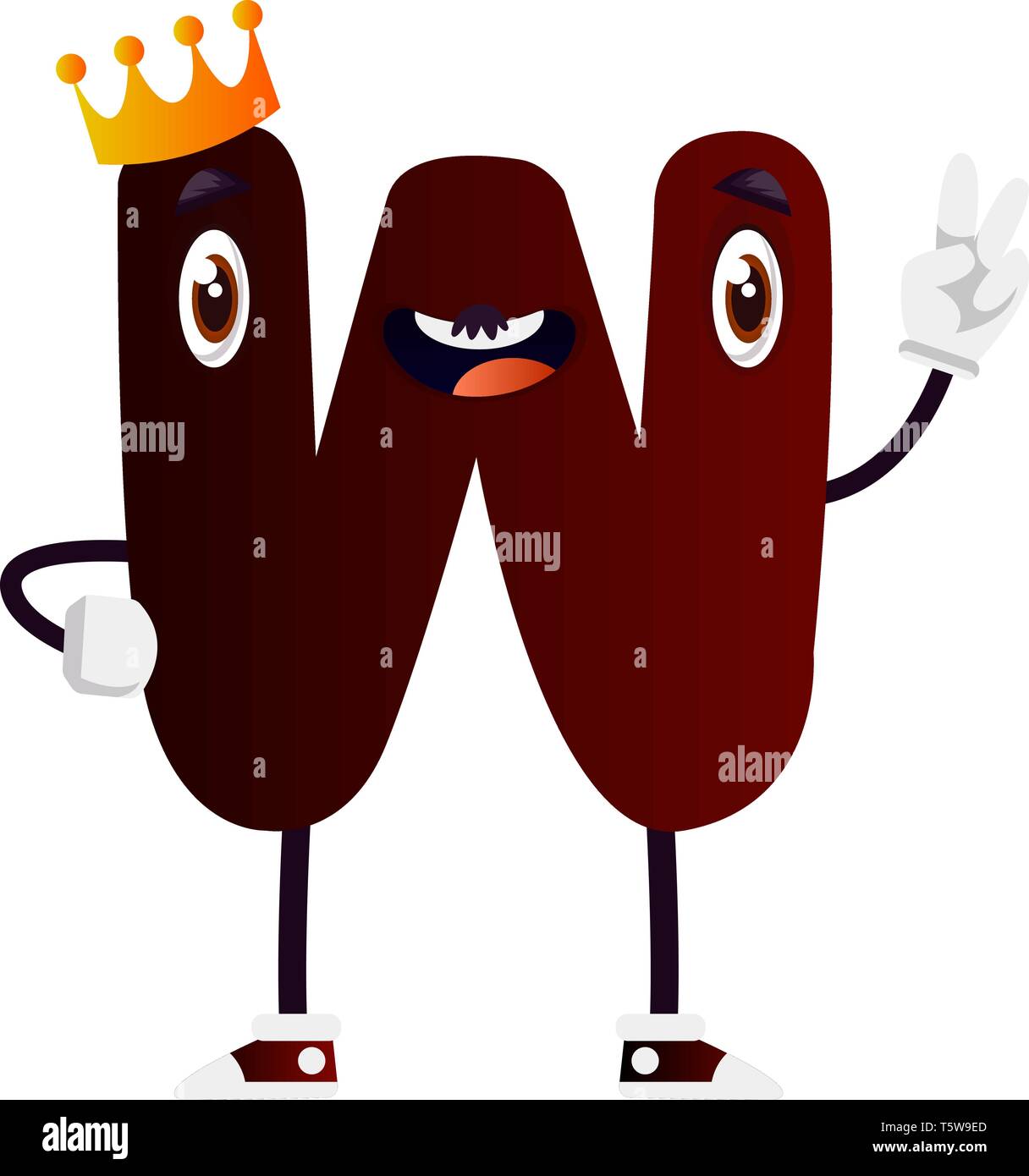 Braue cartoon Buchstaben W C 114 Gold Crown Vector Illustration auf weißem Hintergrund Stock Vektor