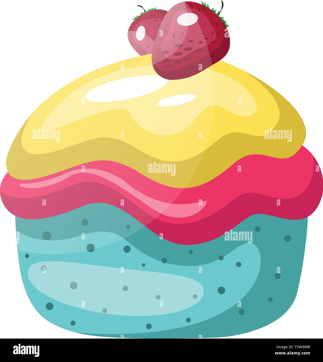 Bunte Kuchen mit Erdbeeren auf illustration Vektor auf weißem Hintergrund Stock Vektor Bunte Kuchen mit Erdbeeren auf illustration Vektor auf weißem Hintergrund Stock Vektor