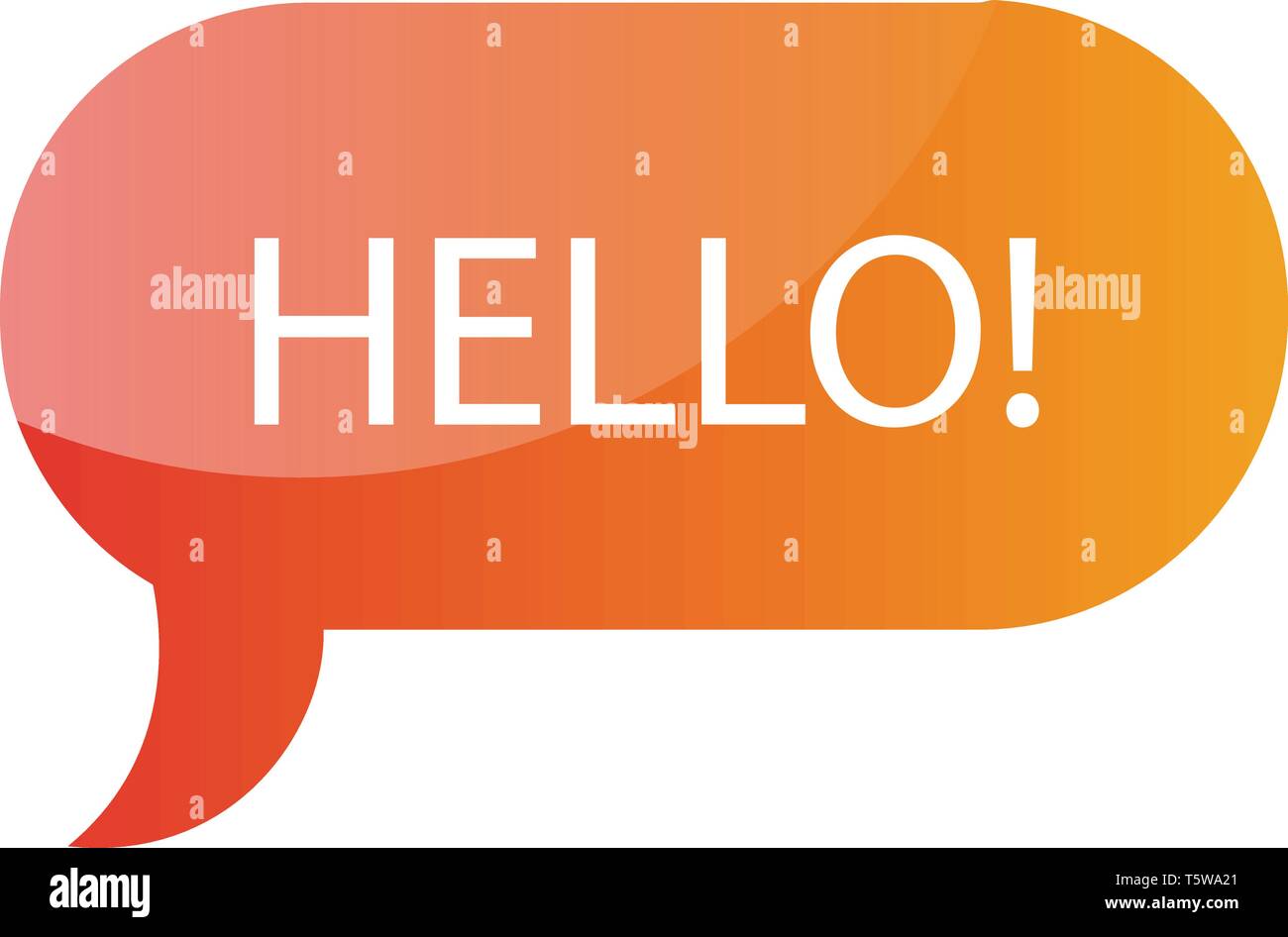 Orange Hallo! Nachricht blase Vektor icon Abbildung auf weißem Hintergrund Stock Vektor