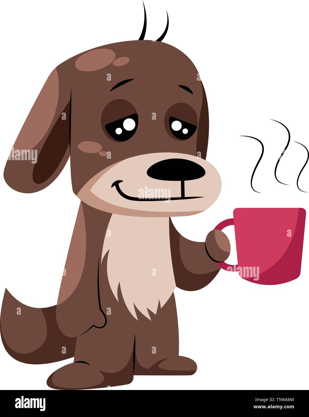 Braun niedlichen Hund erste Kaffeebecher Vector Illustration auf weißem Hintergrund Stock Vektor