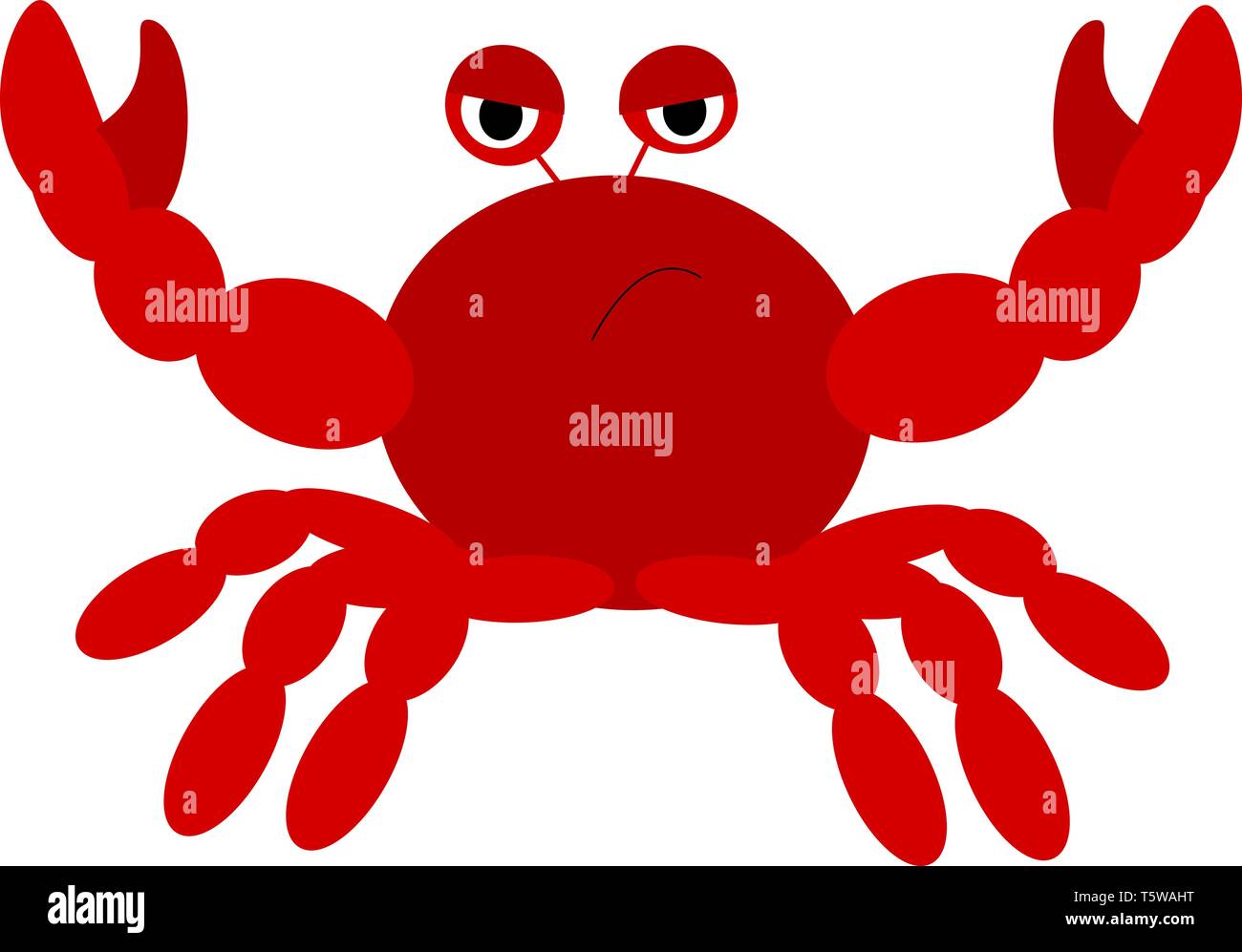 Eine rote Krabbe mit traurigen Ausdruck Vektor Farbe, Zeichnung oder Abbildung. Stock Vektor