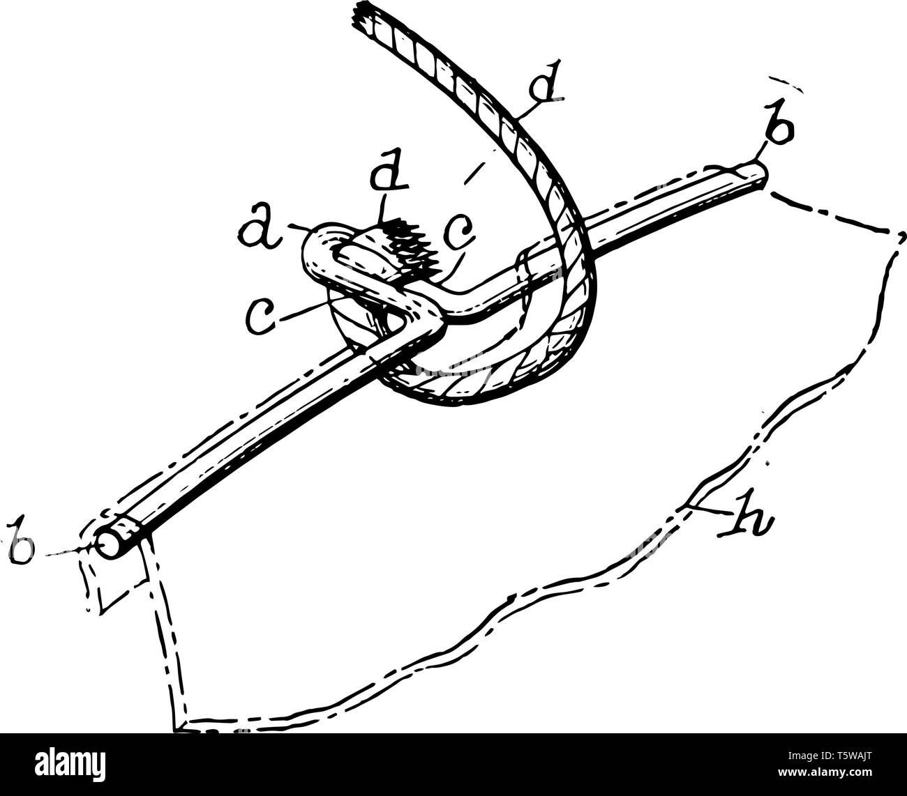 Diese Abbildung stellt Befestigungsvorrichtung, die auf ein Behältnis, wie eine Tasche vintage Strichzeichnung oder Gravur Abbildung zu schließen. Stock Vektor