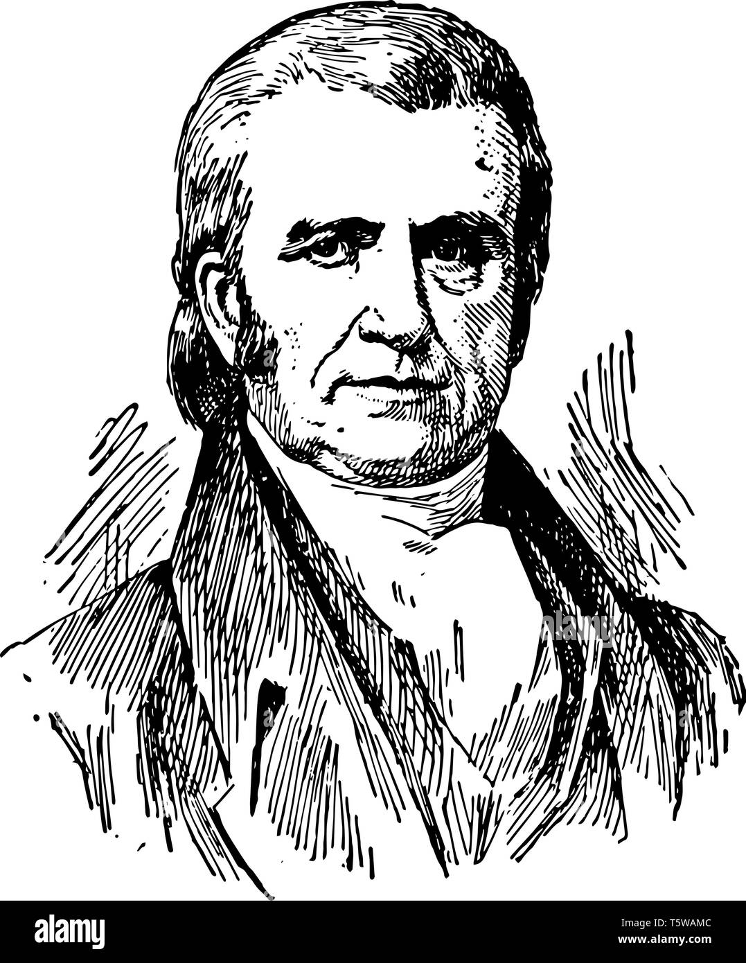 John Marshall 1755 bis 1835 Er war ein US-amerikanischer Politiker und der vierten Vorsitzenden des Obersten Gerichtshof der Vereinigten Staaten vintage Zeichnung o Stock Vektor
