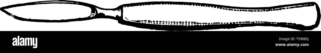 Es ist ein scharfes Messer, dass für Chirurgie vintage Strichzeichnung oder Gravur Abbildung verwendet wird. Stock Vektor