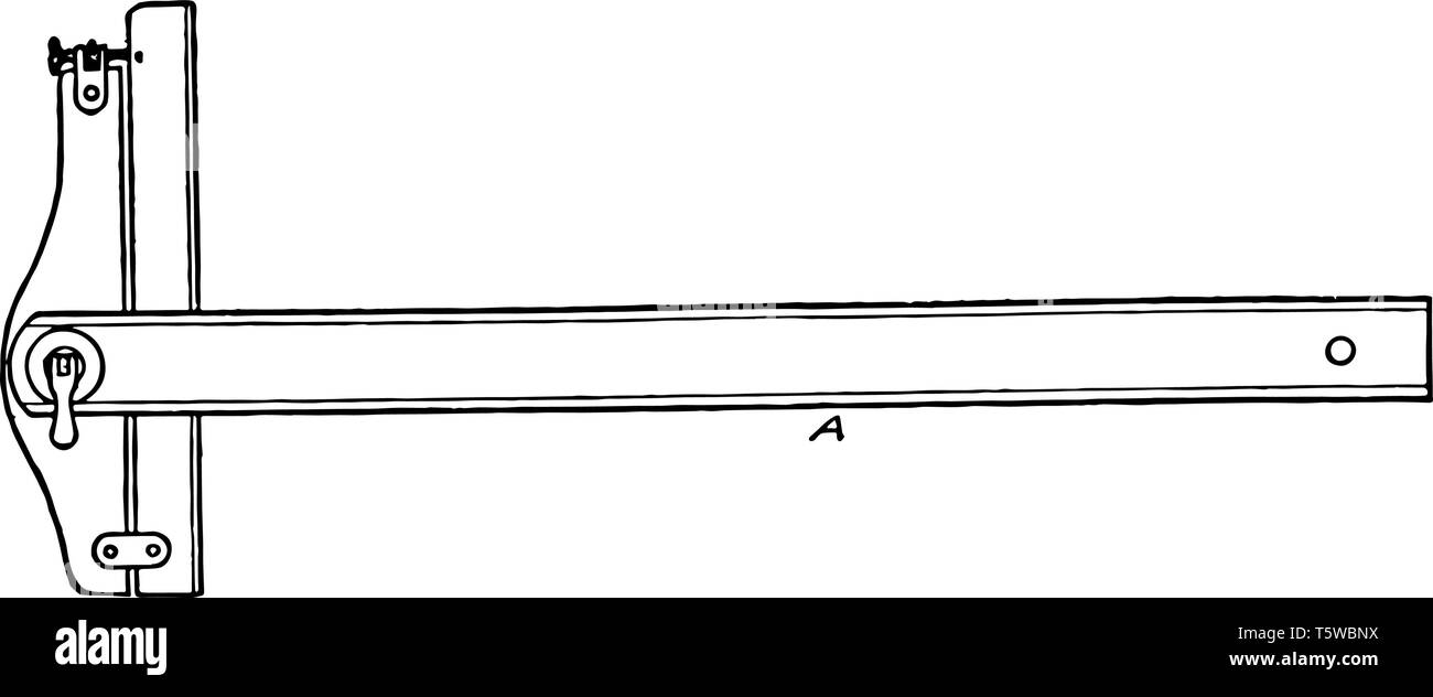 Verstellbare Kopf T-Quadrat mit Lineal ist gerade Linien in verschiedenen Winkeln mit einem Herrscher ist die Klinge und der Querträger in einem De zu erstellen Stock Vektor