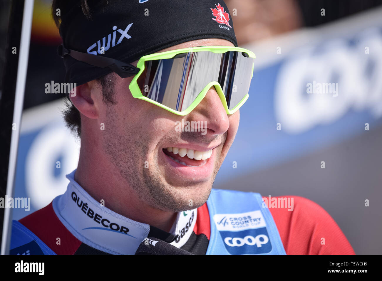 Kanadas Alex Harvey nach konkurrieren auf dem FIS Weltcup cross country ski Rennen in Quebec City, Kanada, 2019. Stockfoto