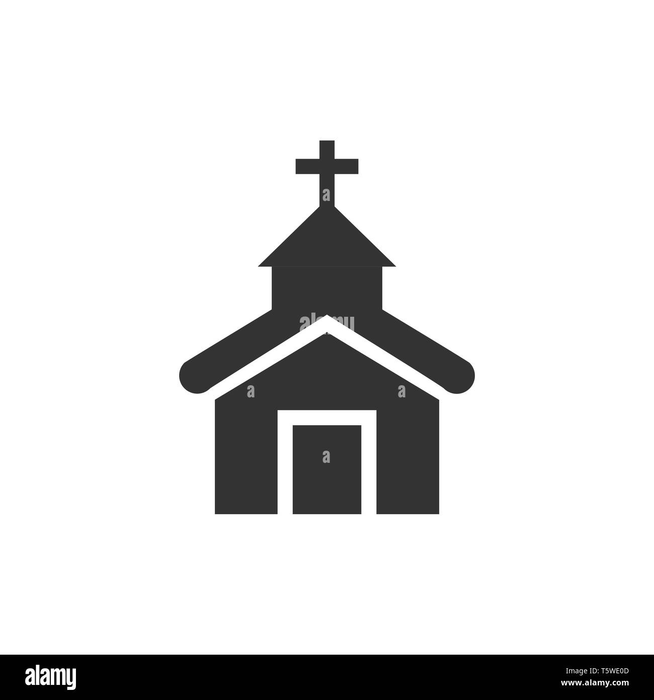 Kirche Symbol im flachen Stil. Kapelle Vector Illustration auf weißem Hintergrund isoliert. Religiöse Gebäude Geschäftskonzept. Stock Vektor