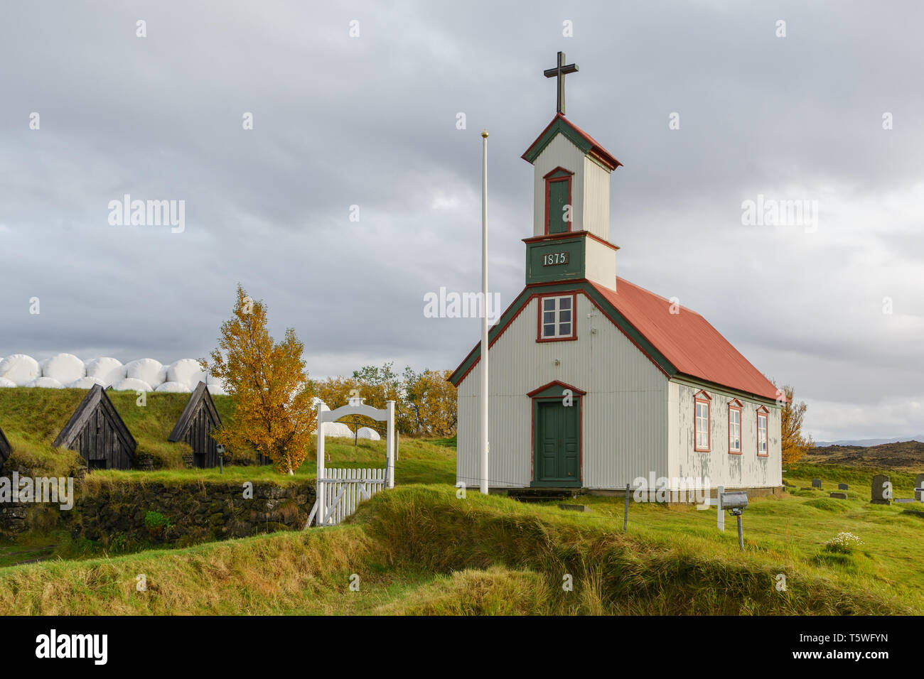 Die historische Keldur Rasen Wohnungen in der südlichen Region von Island Stockfoto