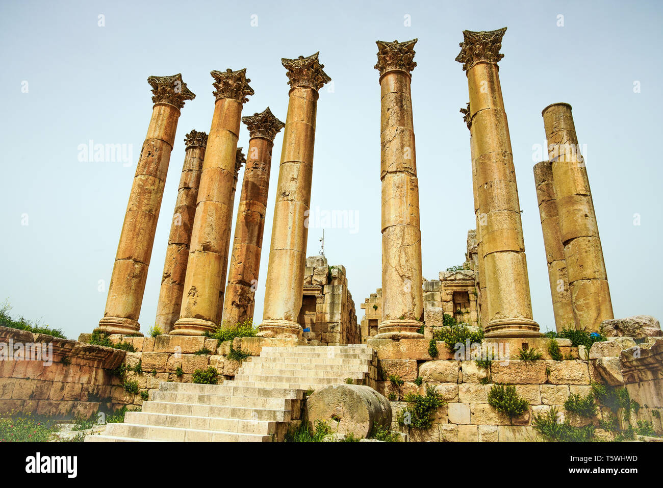 Tempel der Artemis, Jerash archäologische Stätte, Jordanien. Stockfoto