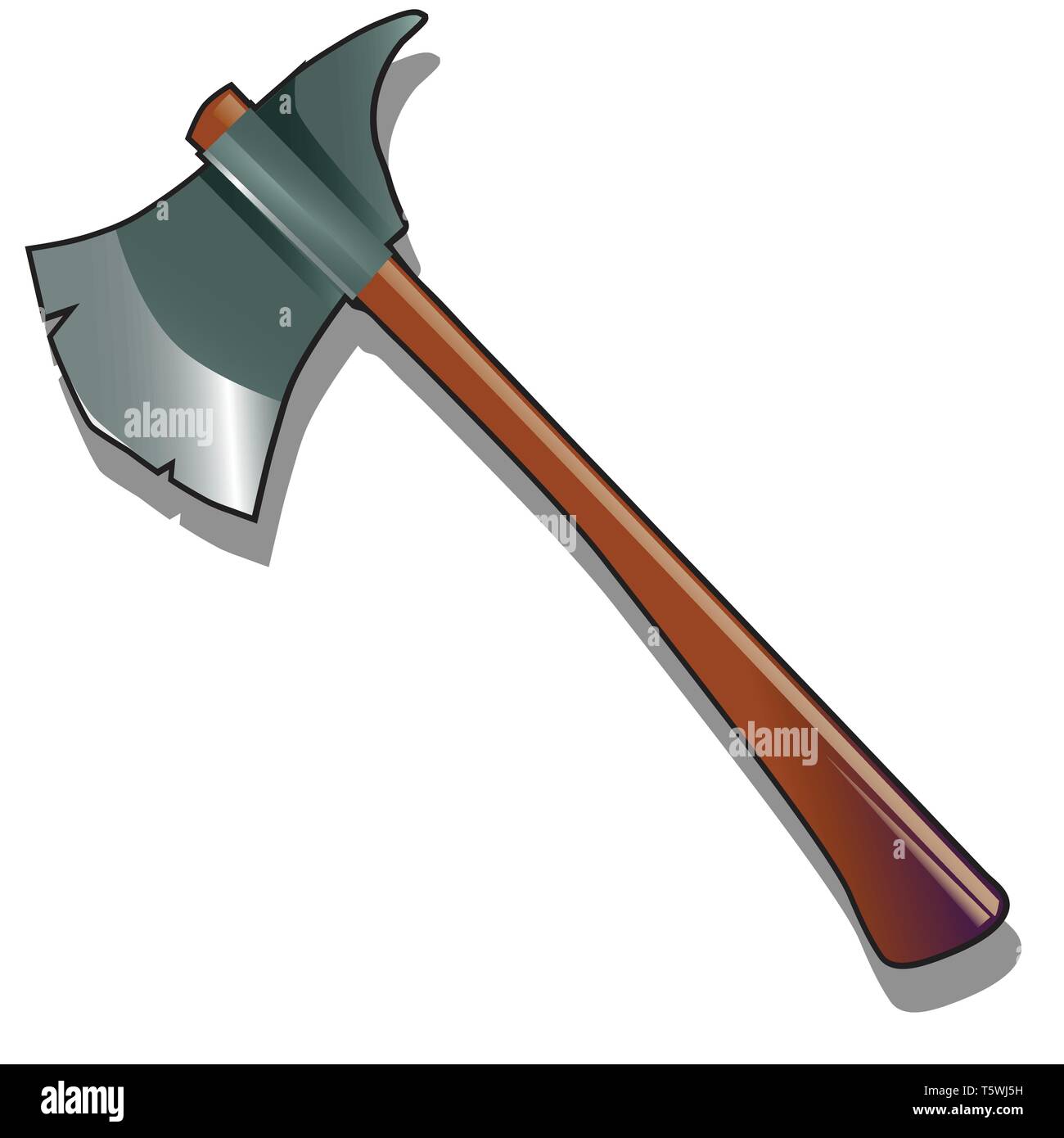 Stahl ax auf einem weißen Hintergrund. Die Waffen und Rüstungen der Viking oder mittelalterliche Ritter. Vektor cartoon Close-up Abbildung. Stock Vektor