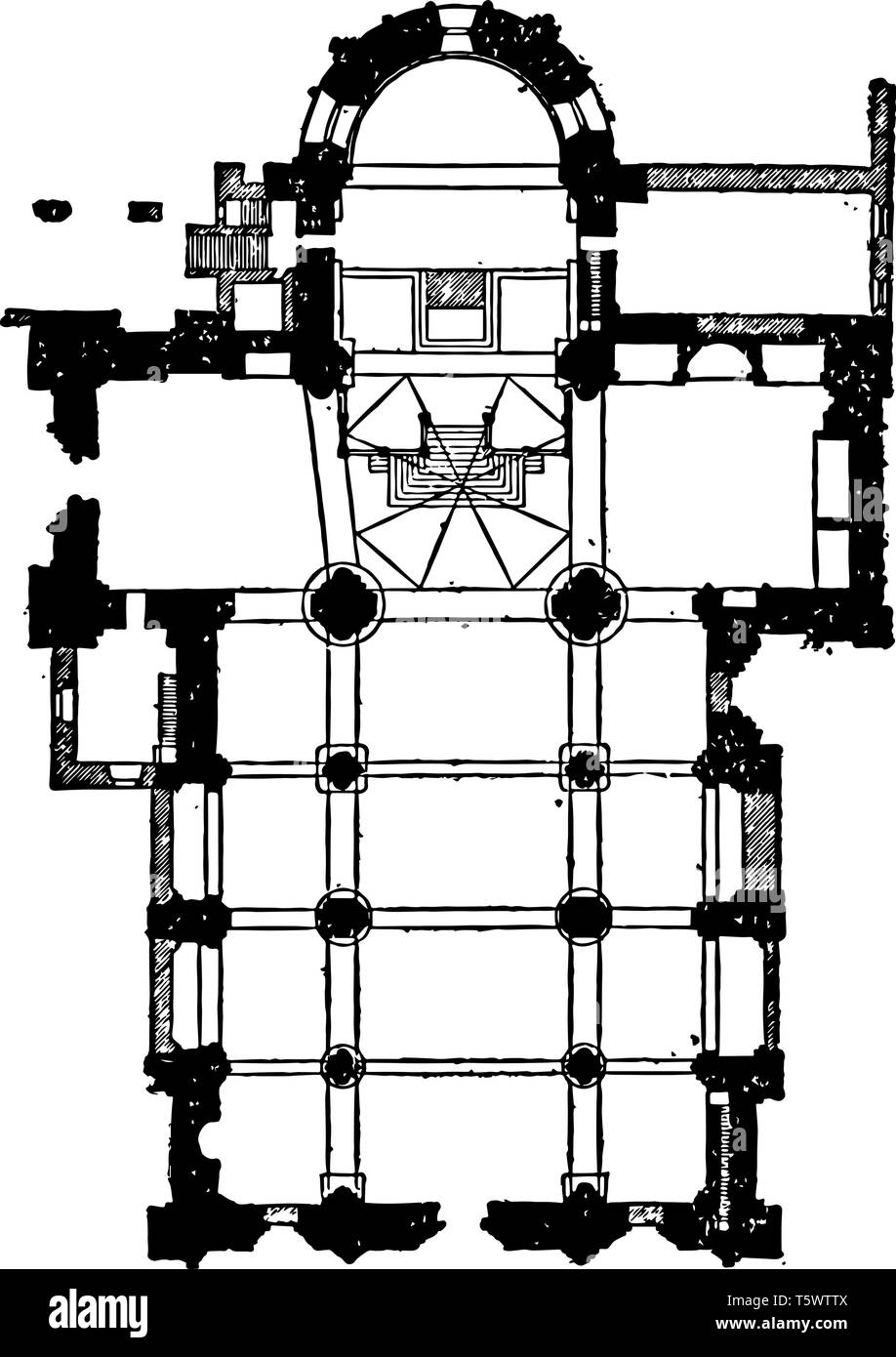 Plan von San Michele Pavia 1000 bis 1200 Beispiel der Italienischen lombardischen Romanik Die Skala in die Füße der Ausübung der Geist der Kirche Builder ist Stock Vektor