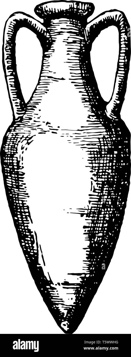 Das Amphora ist ein Glas mit zwei Griffen ein schmaler Hals in der Regel eine scharfe, auf Basis zum Einstecken in den Boden vintage Strichzeichnung oder Gravur illu Stock Vektor