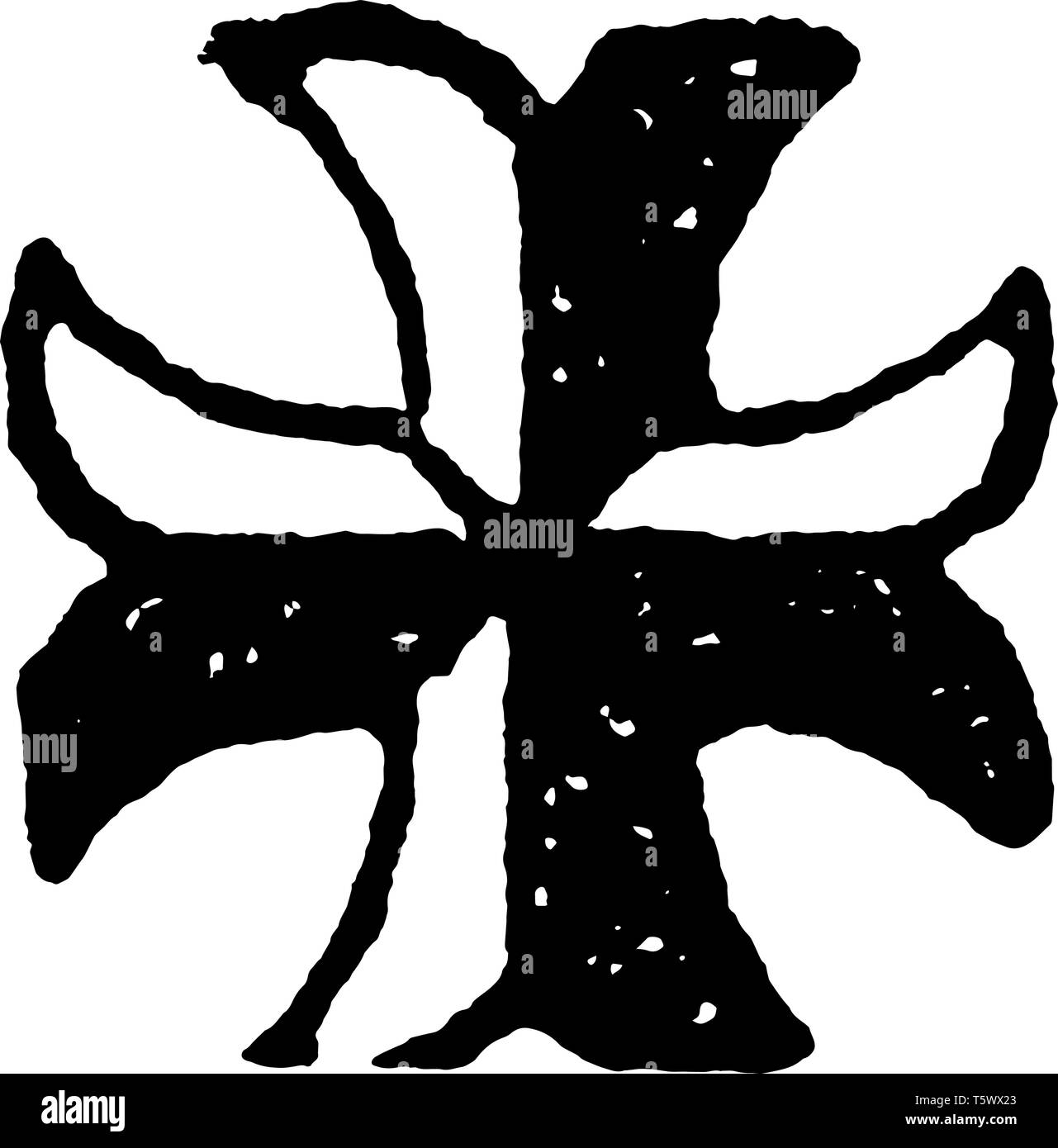 Die Cross Moline ist die heraldische kostenlos von der Achte ältester Sohn vintage Strichzeichnung oder Gravur Abbildung getragen. Stock Vektor