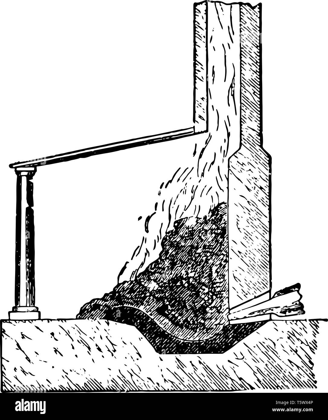 Diese Abbildung stellt die Pyrenäen Schmiede, die aus einer silikatischen Stein unten vintage Strichzeichnung oder Gravur Abbildung. Stock Vektor