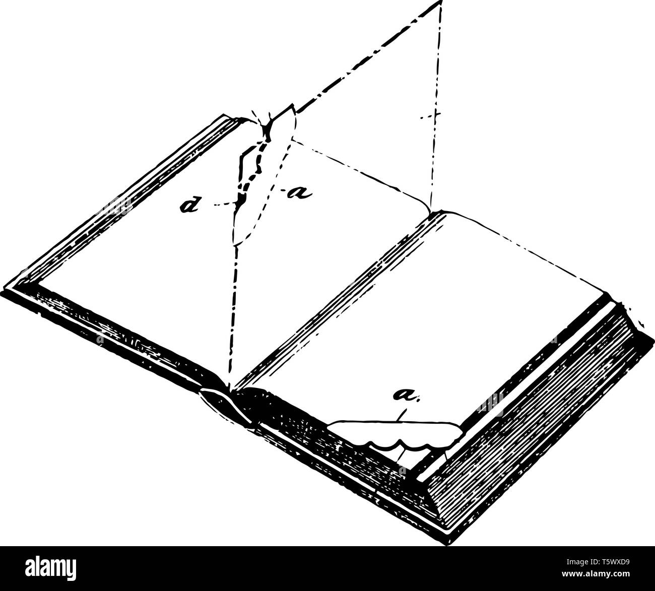 Dünner Schicht Buch Mark oder von Papier oder Karton, seinen Platz in einem Buch, vintage Strichzeichnung oder Gravur Abbildung. Stock Vektor