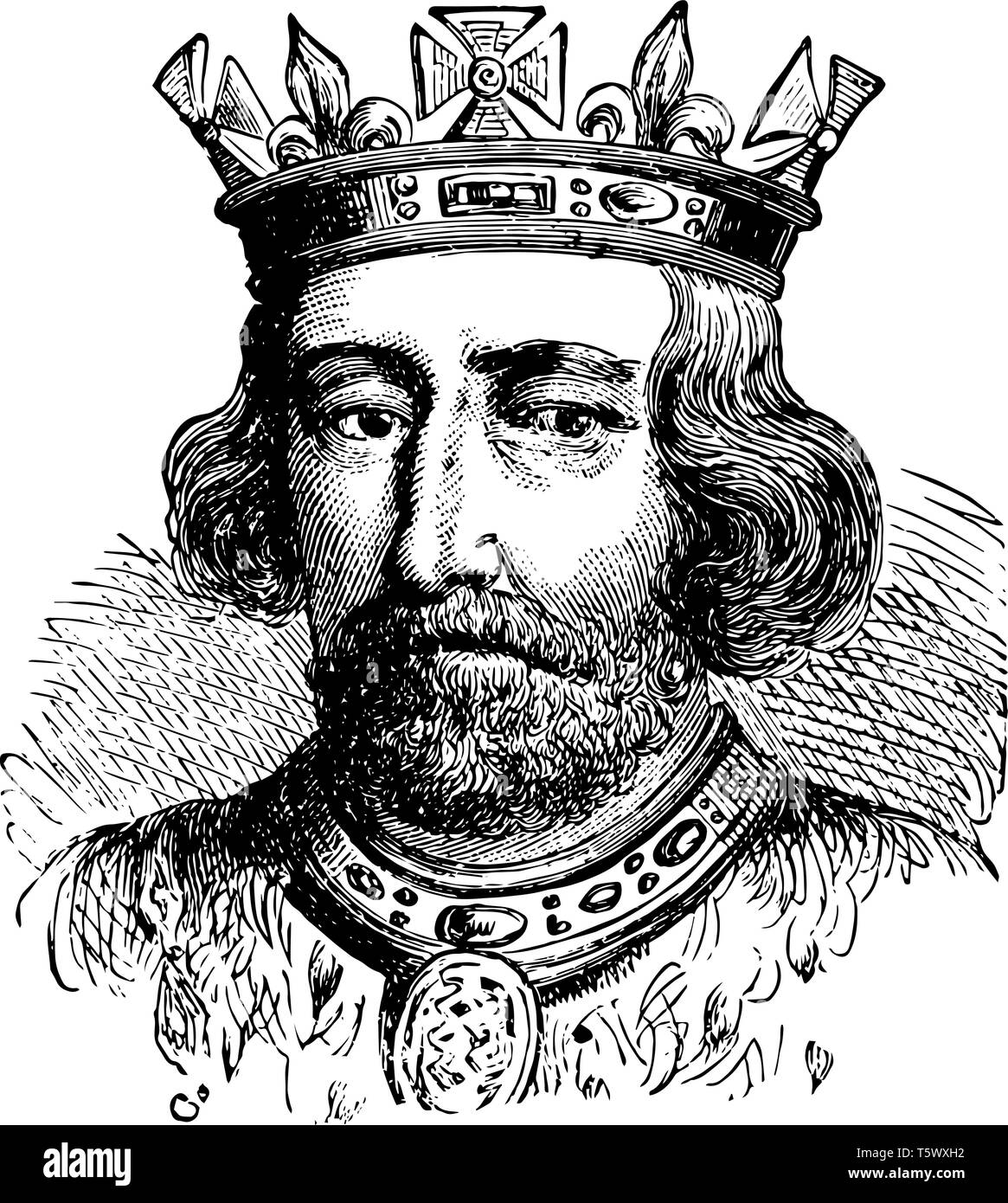 Eduard II. von England, 1284-1327, er war der König von England von 1307 bis 1327, vintage Strichzeichnung oder Gravur Abbildung Stock Vektor