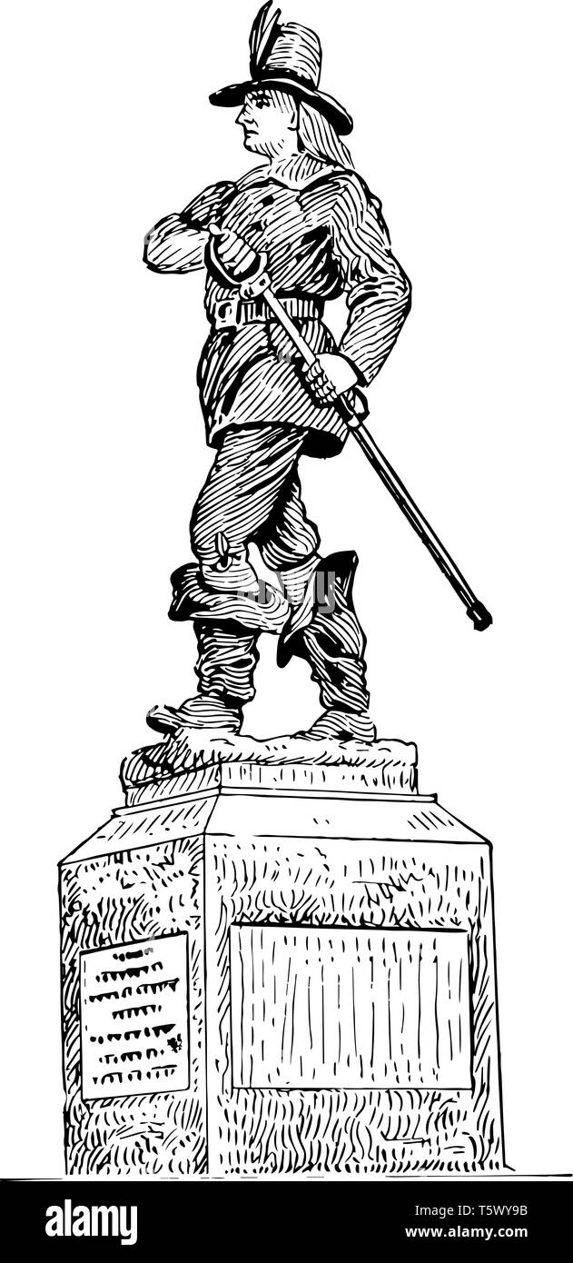 Statue von John Maurer war er der Gründer und Gouverneur von New Hampshire vintage Strichzeichnung oder Gravur Abbildung Stock Vektor