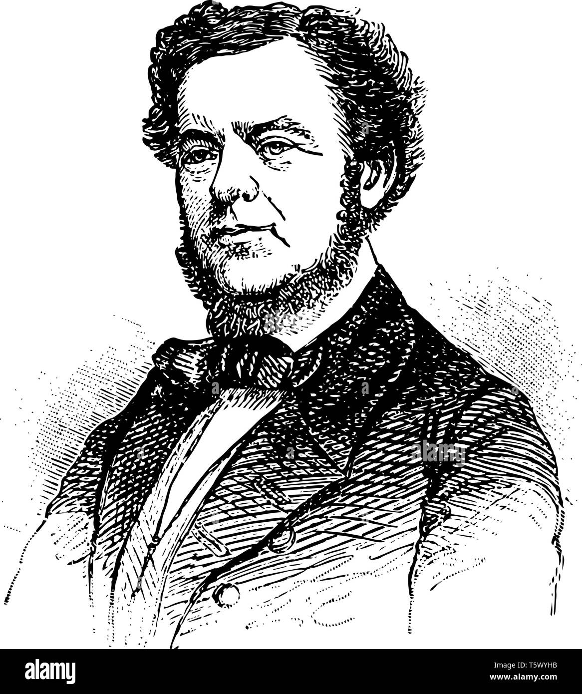 Stephen Russell Mallory 1812 bis 1873 US-Repräsentant er Politiker und Senator aus Florida und Konföderierten Staaten Sekretär der Marine vinta war Stock Vektor