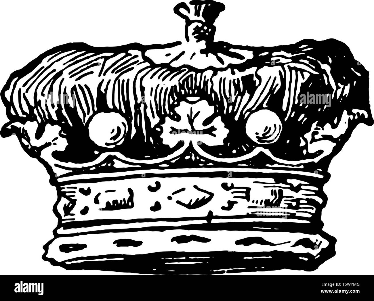 Marquis ist ein runder Krone vintage Strichzeichnung oder Gravur Abbildung. Stock Vektor